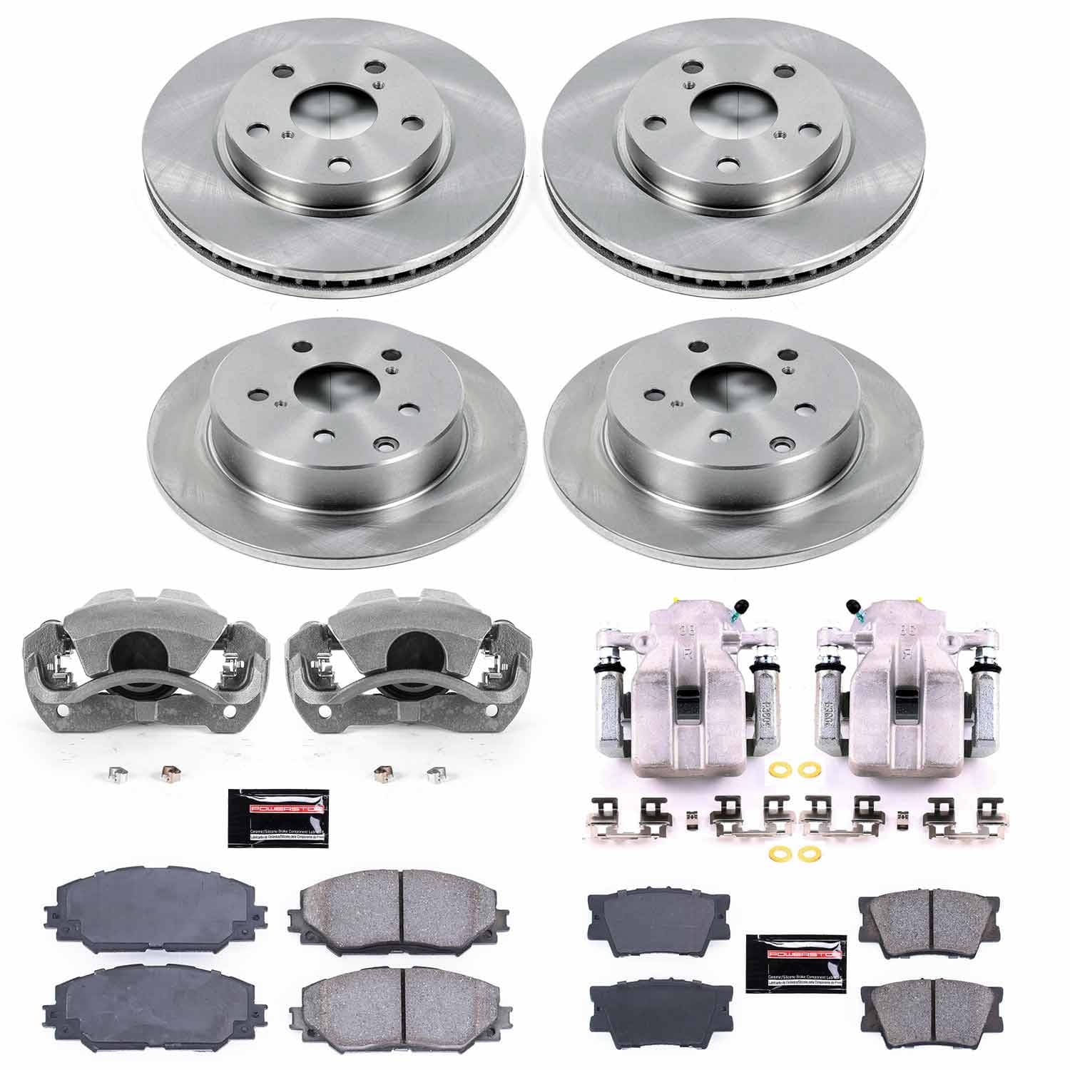 Power Stop - KCOE4100B - Front and Rear - Disc Brake Pad/Caliper and Rotor Kit image 1