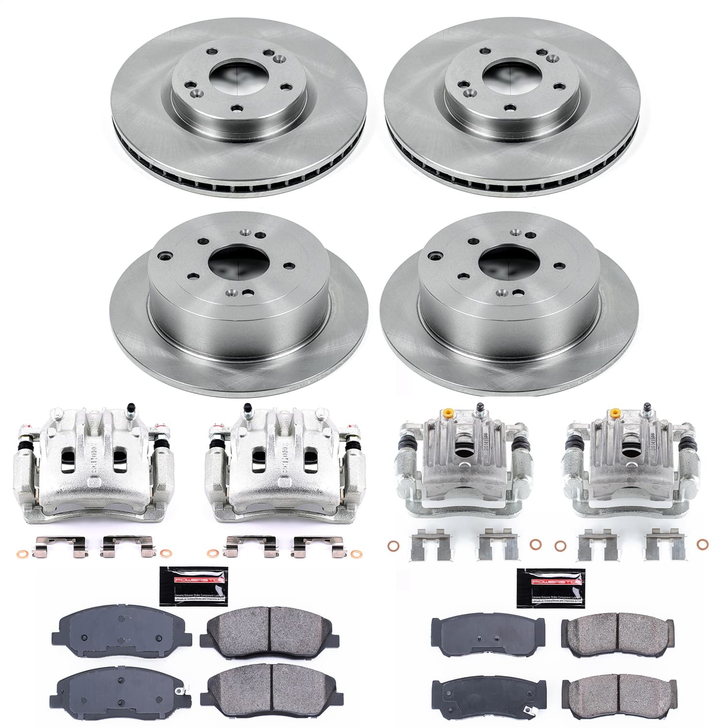 Power Stop - KCOE4116 - Front and Rear - Disc Brake Pad/Caliper and Rotor Kit image 1