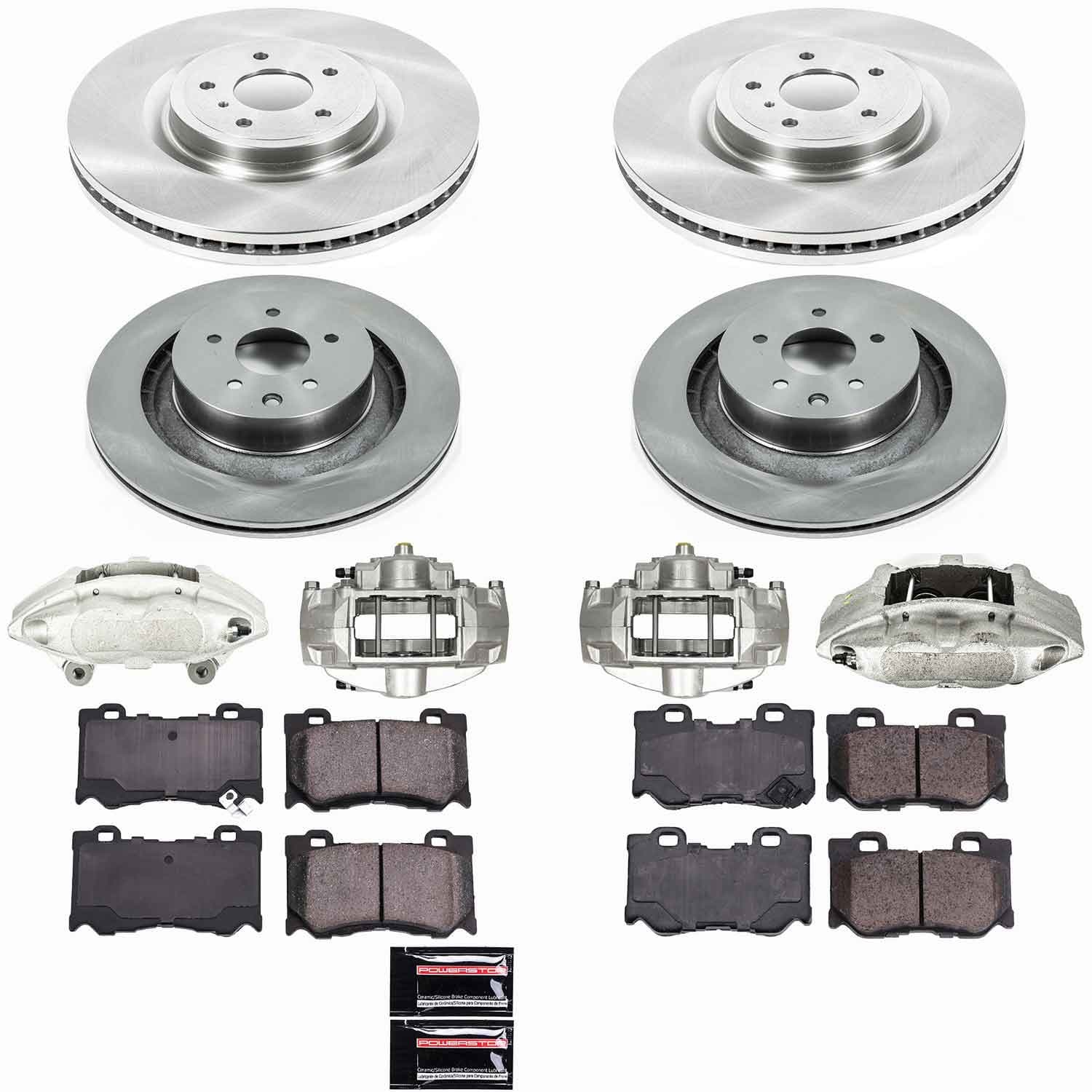 Power Stop - KCOE4138A - Front and Rear - Disc Brake Pad/Caliper and Rotor Kit image 1