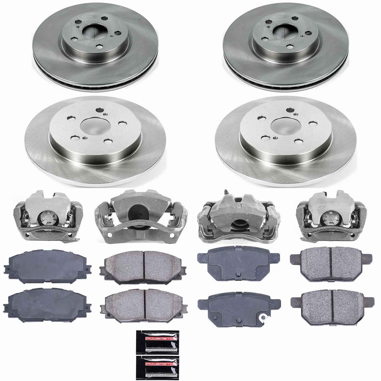 Power Stop - KCOE4140 - Front and Rear - Disc Brake Pad/Caliper and Rotor Kit image 1