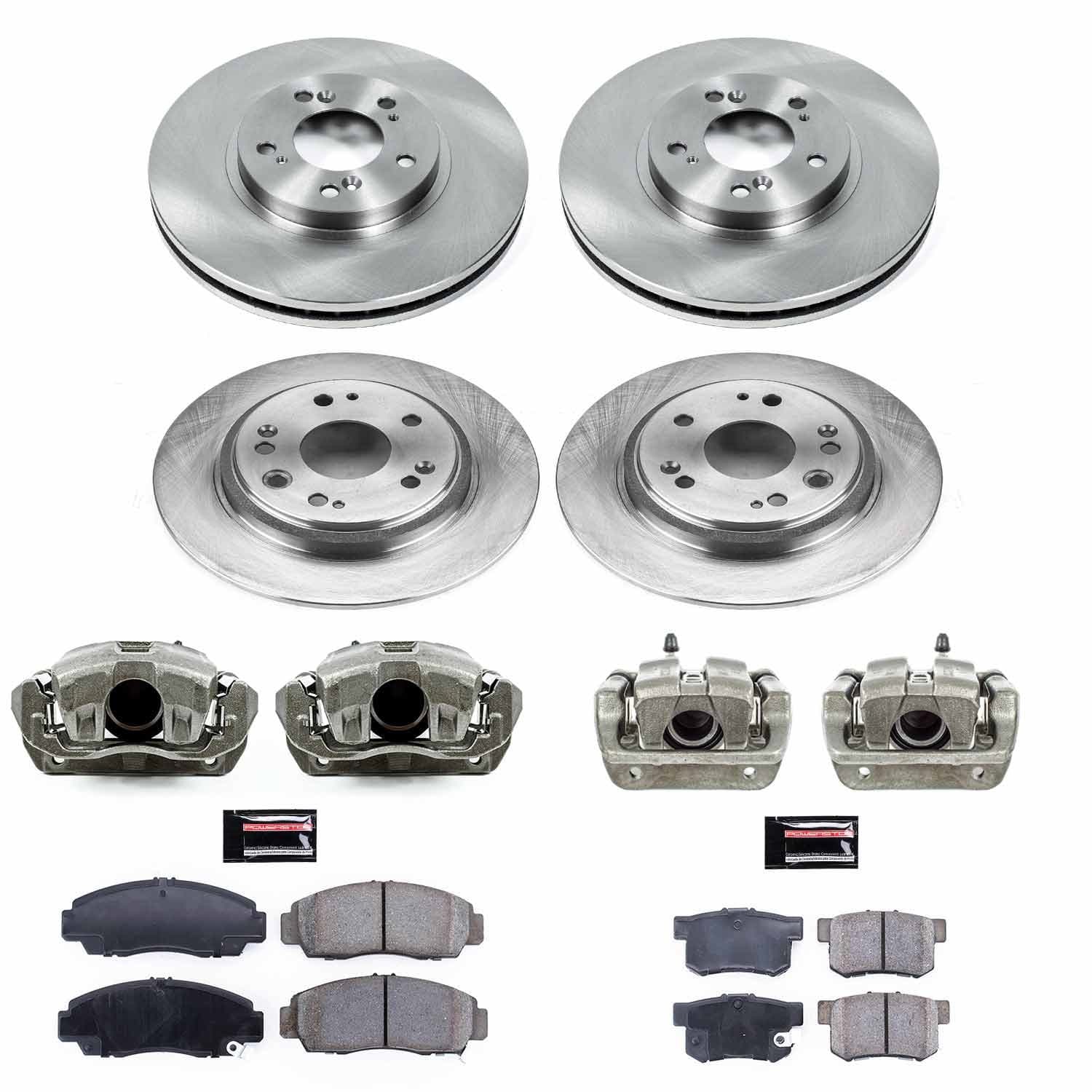 Power Stop - KCOE4271 - Front and Rear - Disc Brake Pad/Caliper and Rotor Kit image 1