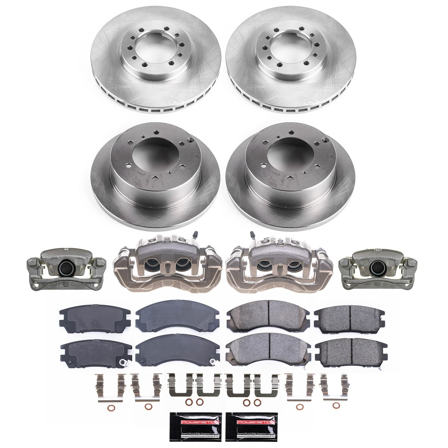 Power Stop - KCOE4305 - Front and Rear - Disc Brake Pad/Caliper and Rotor Kit image 1