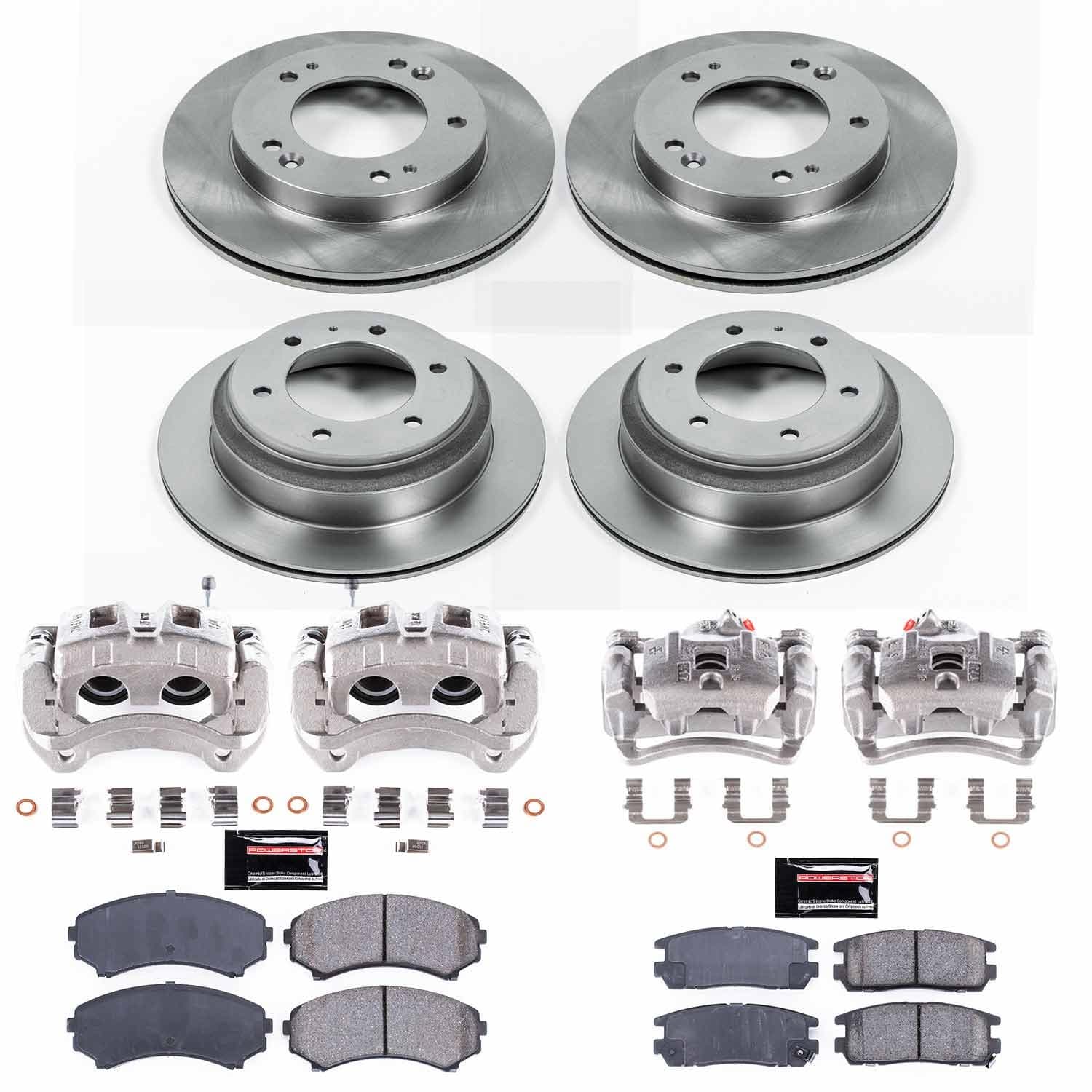 Power Stop - KCOE4311A - Front and Rear - Disc Brake Pad/Caliper and Rotor Kit image 1