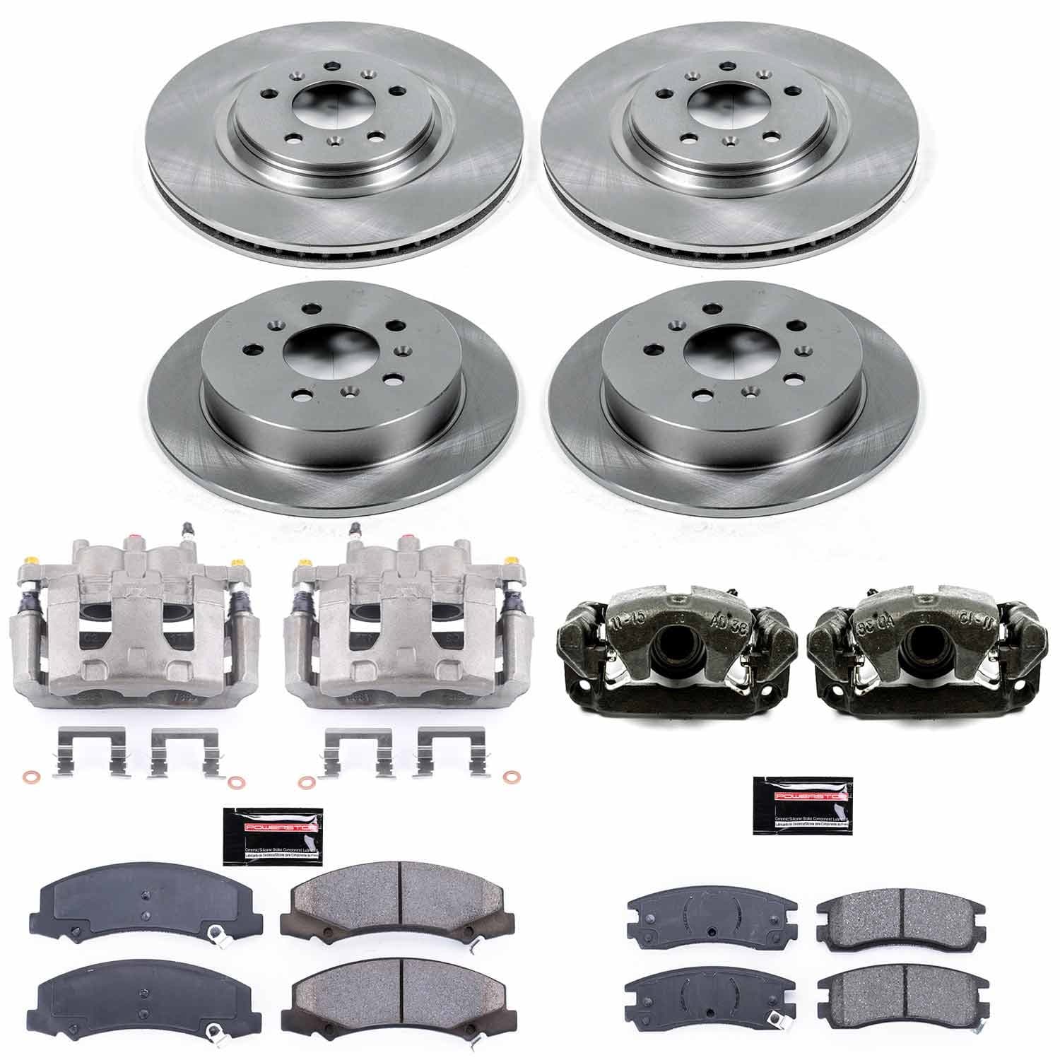Power Stop - KCOE4377 - Front and Rear - Disc Brake Pad/Caliper and Rotor Kit image 1