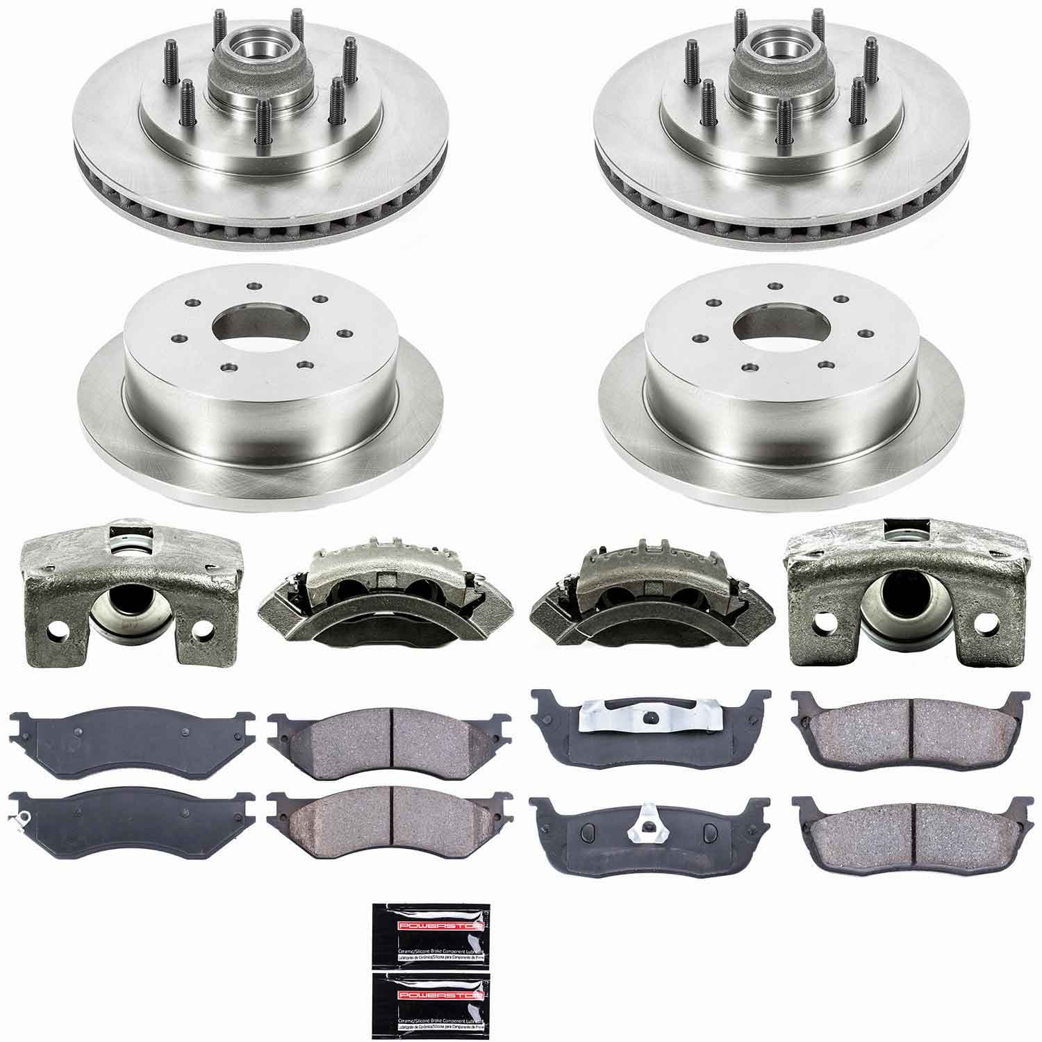 Power Stop - KCOE4390 - Front and Rear - Disc Brake Pad/Caliper and Rotor Kit image 1