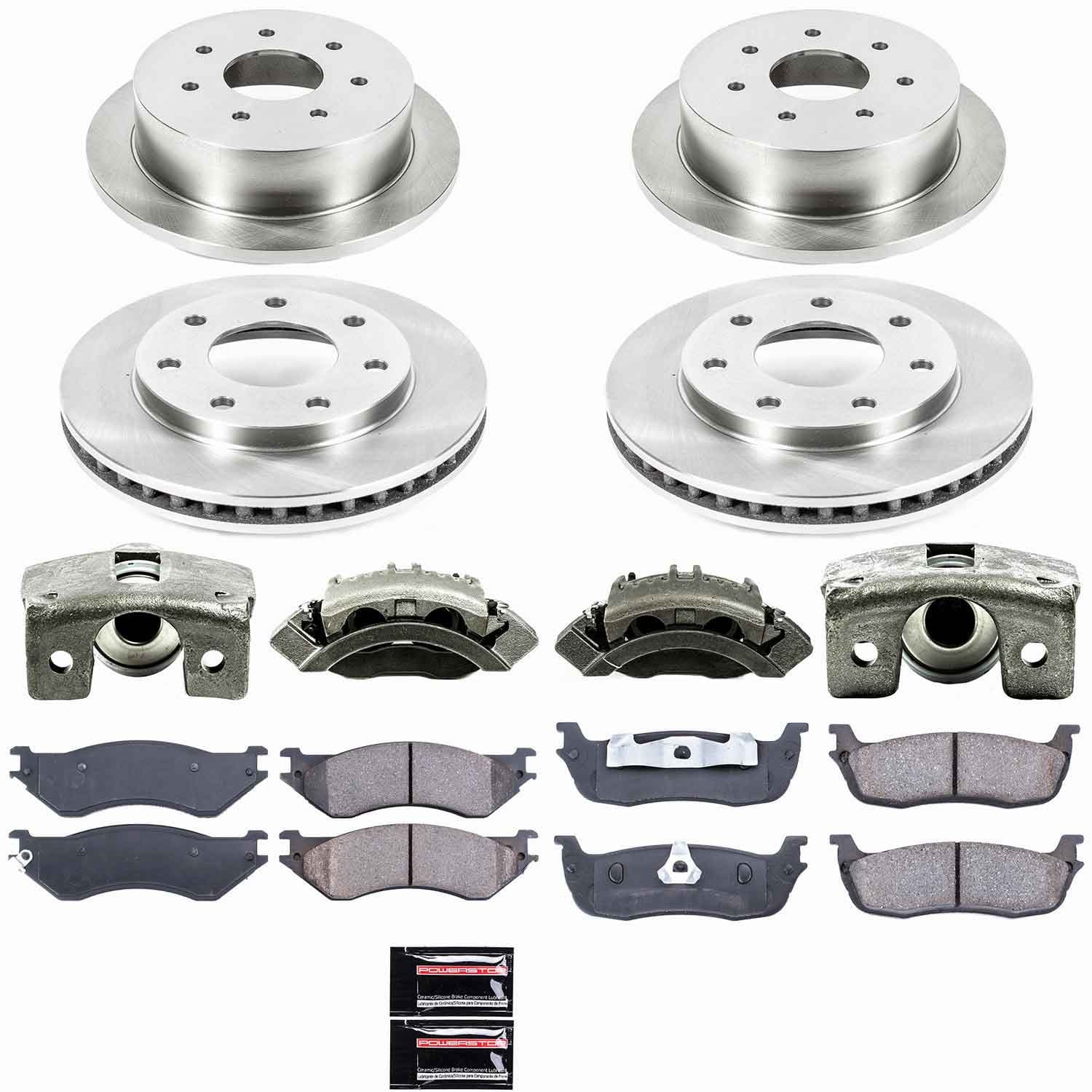 Power Stop - KCOE4391 - Front and Rear - Disc Brake Pad/Caliper and Rotor Kit image 1