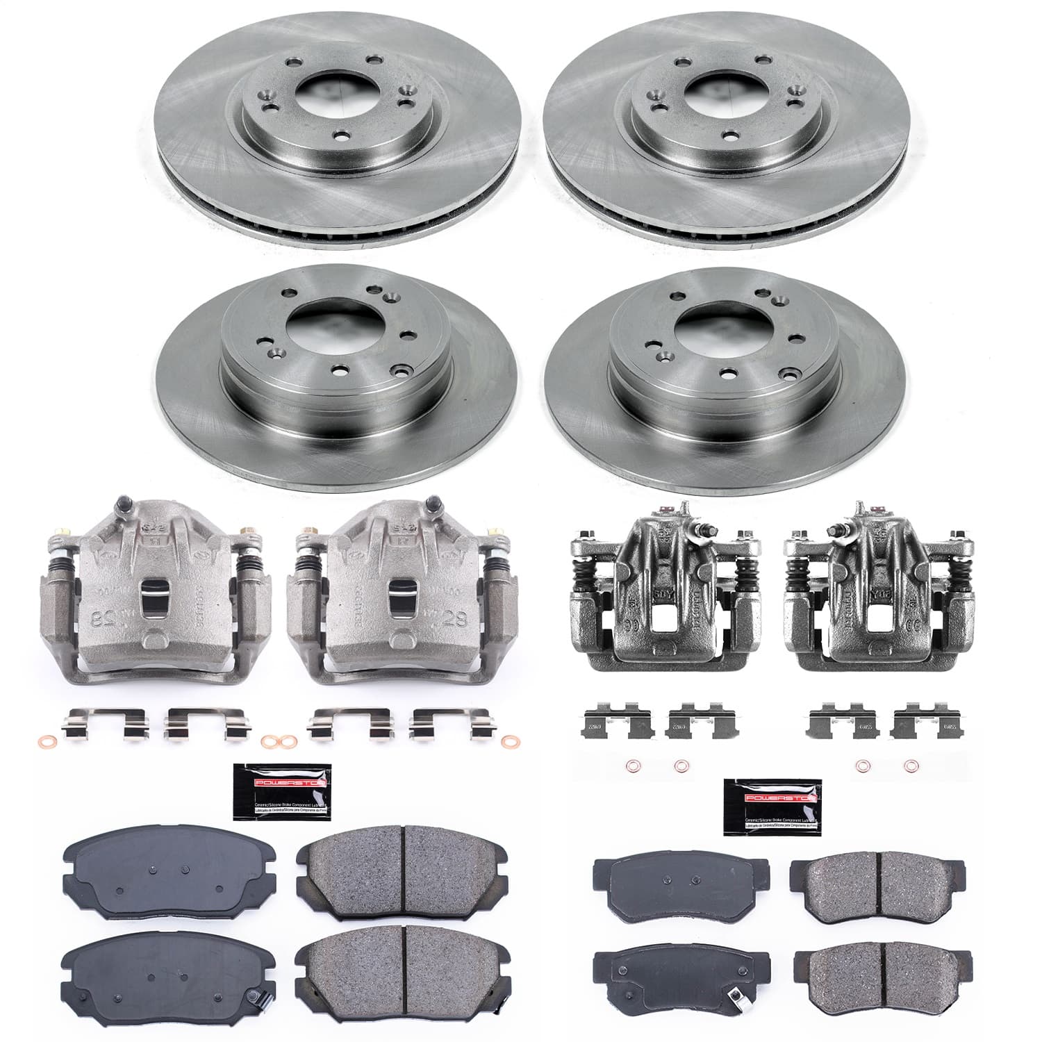 Power Stop - KCOE4443A - Front and Rear - Disc Brake Pad/Caliper and Rotor Kit image 1