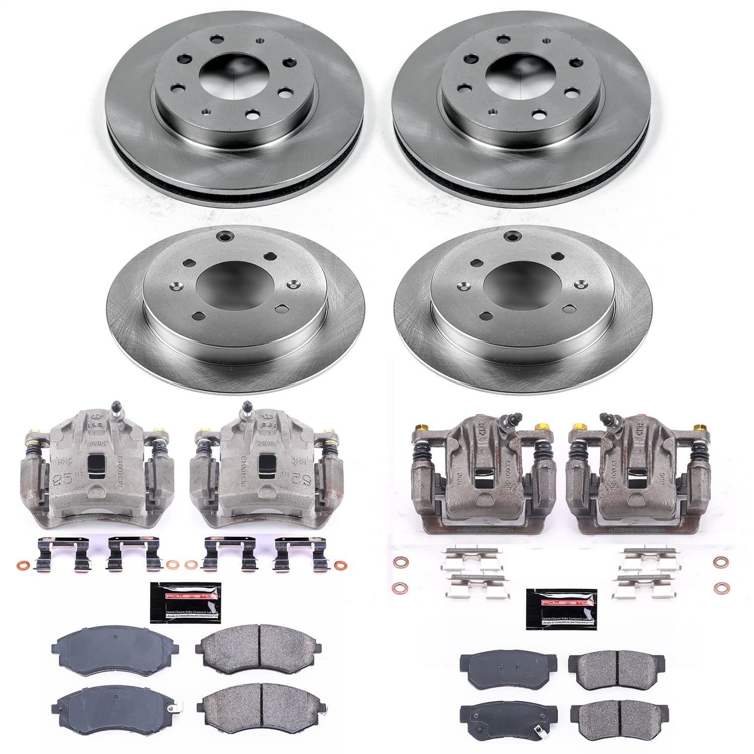 Power Stop - KCOE4444 - Front and Rear - Disc Brake Pad/Caliper and Rotor Kit image 1