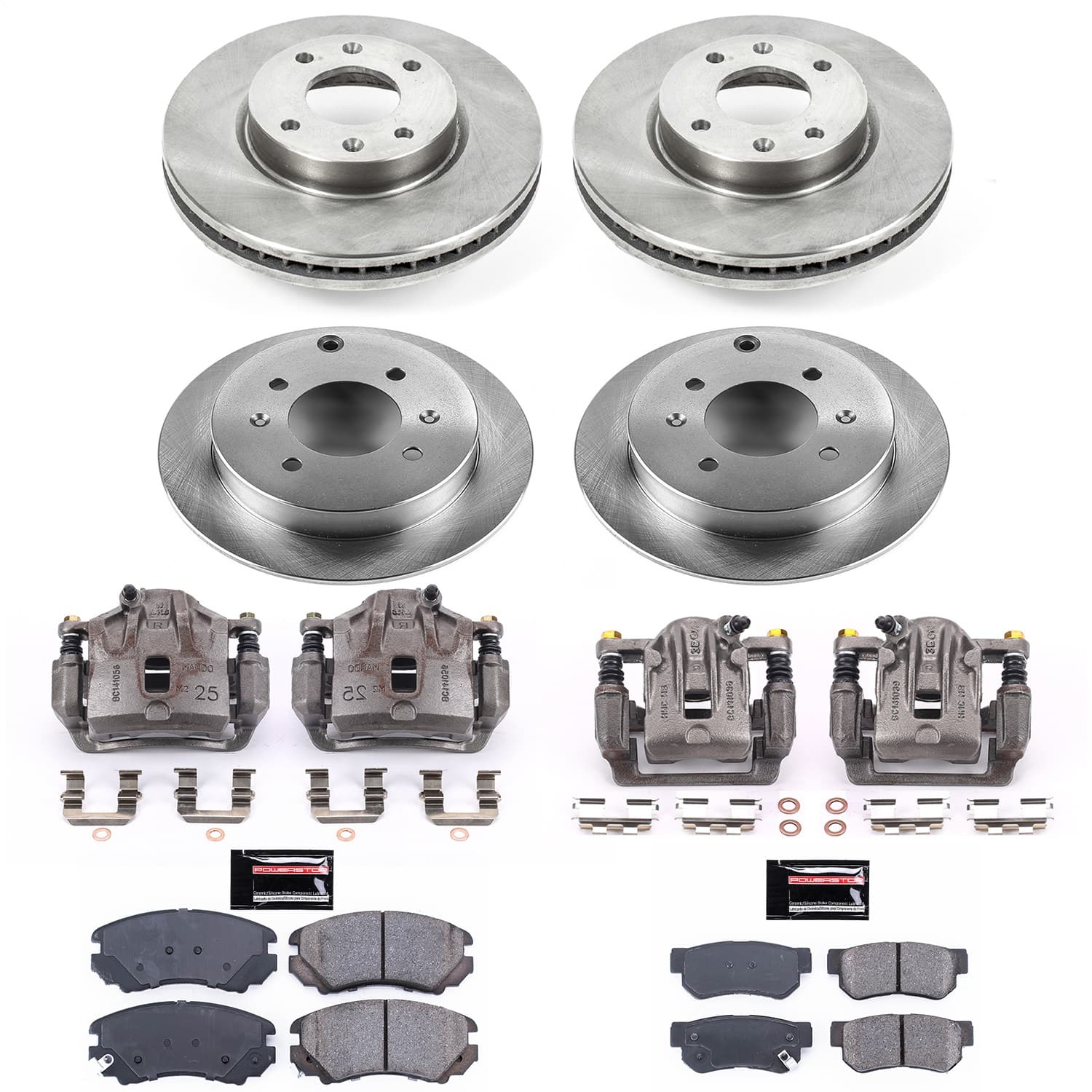 Power Stop - KCOE4445A - Front and Rear - Disc Brake Pad/Caliper and Rotor Kit image 1