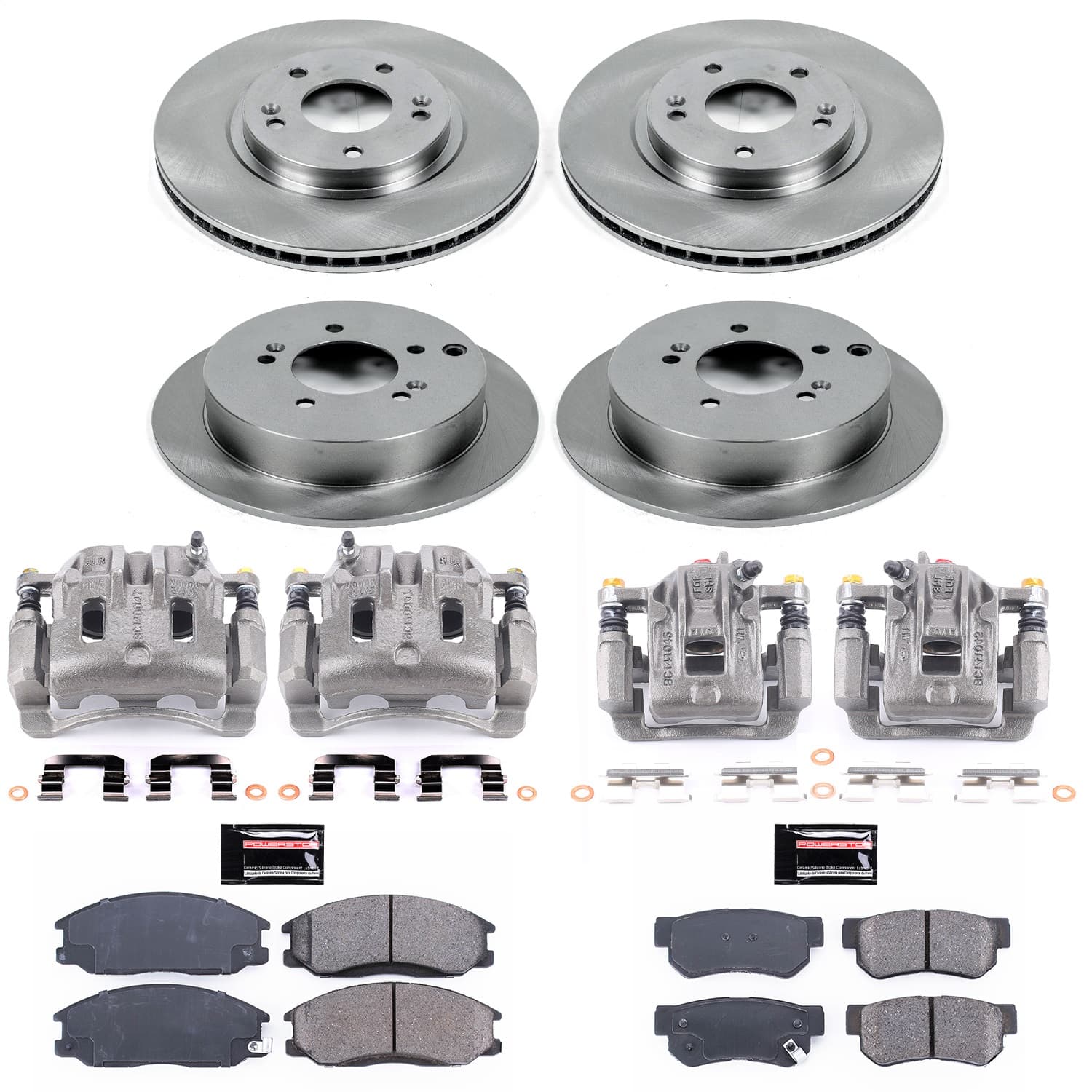 Power Stop - KCOE4446 - Front and Rear - Disc Brake Pad/Caliper and Rotor Kit image 1