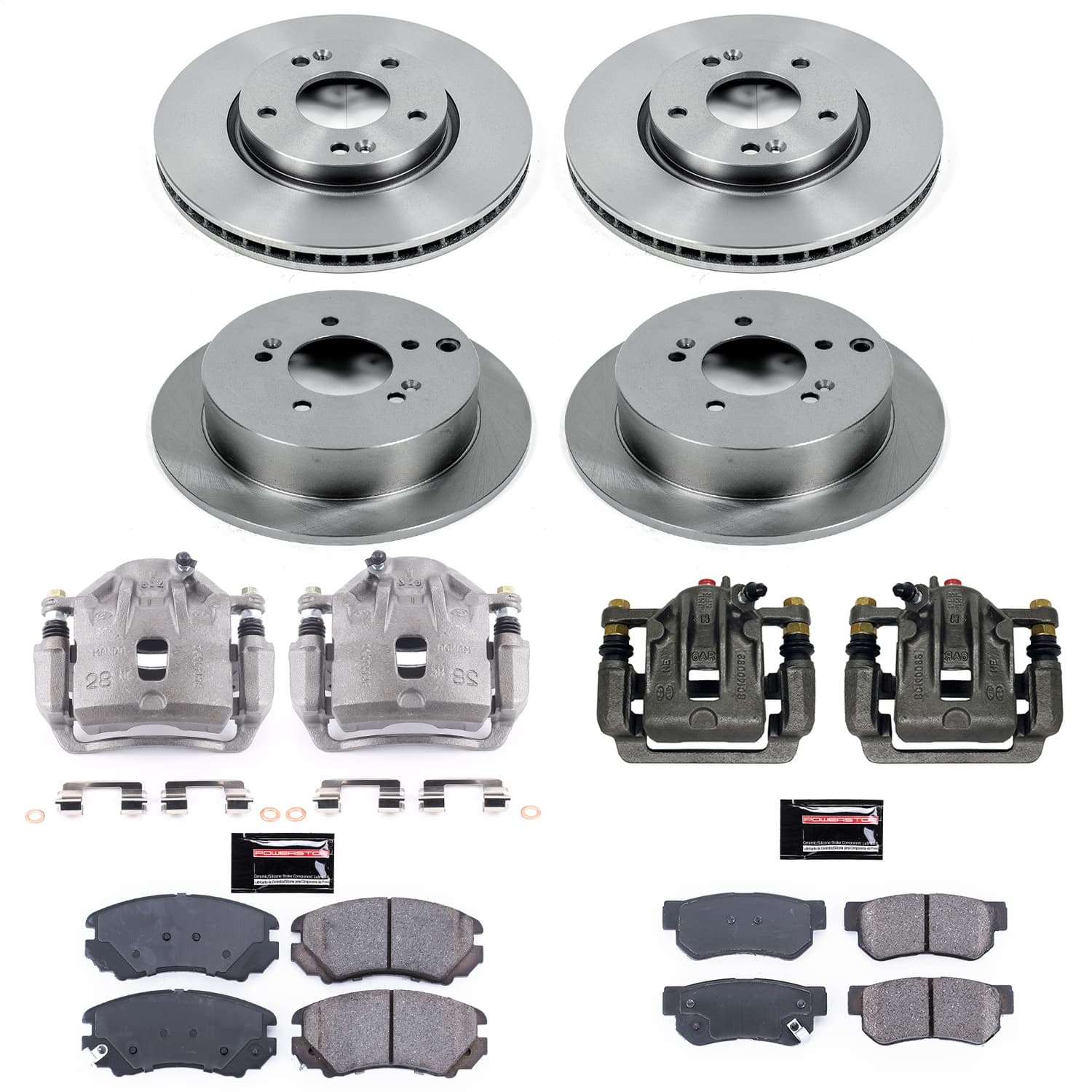 Power Stop - KCOE4448 - Front and Rear - Disc Brake Pad/Caliper and Rotor Kit image 1