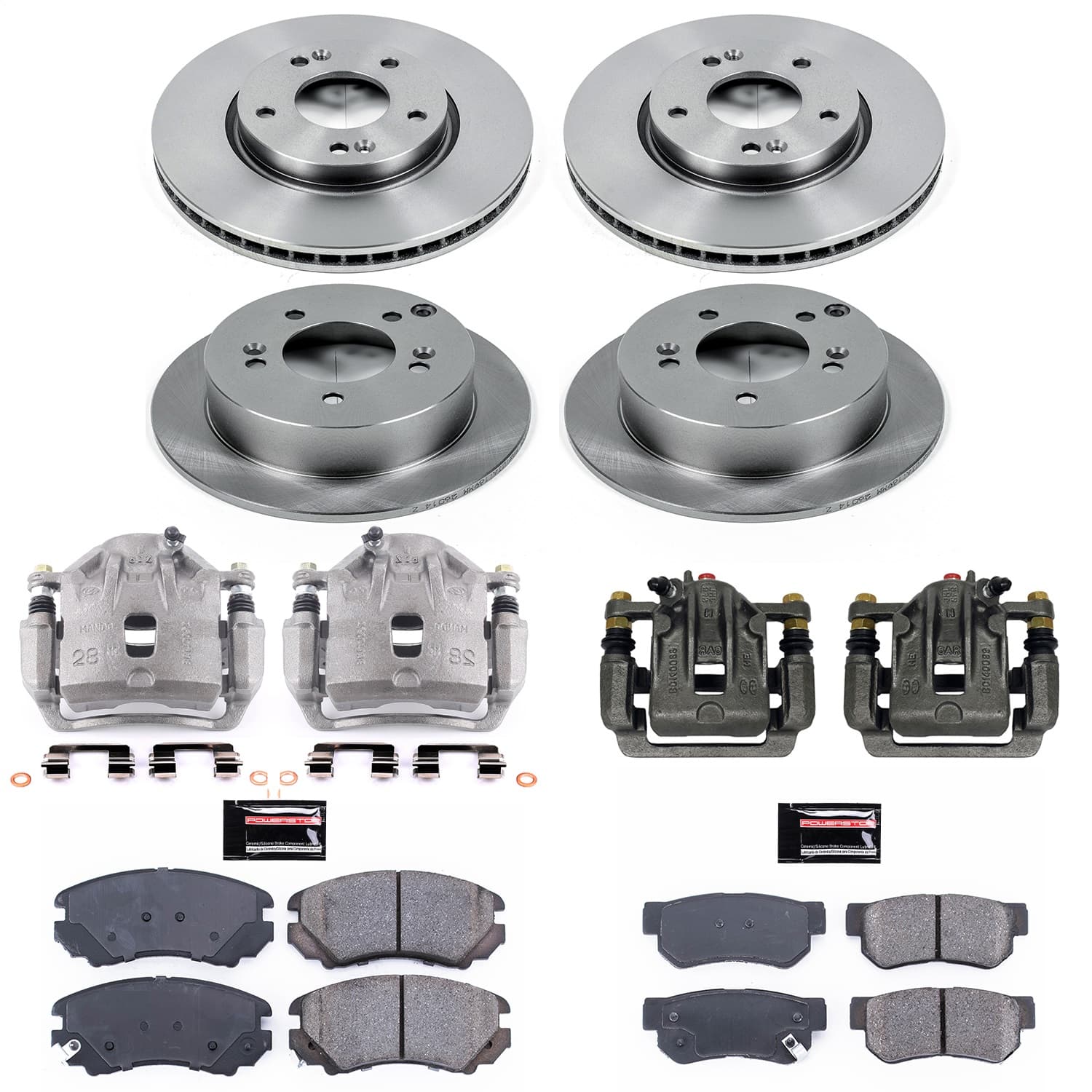 Power Stop - KCOE4449A - Front and Rear - Disc Brake Pad/Caliper and Rotor Kit image 1