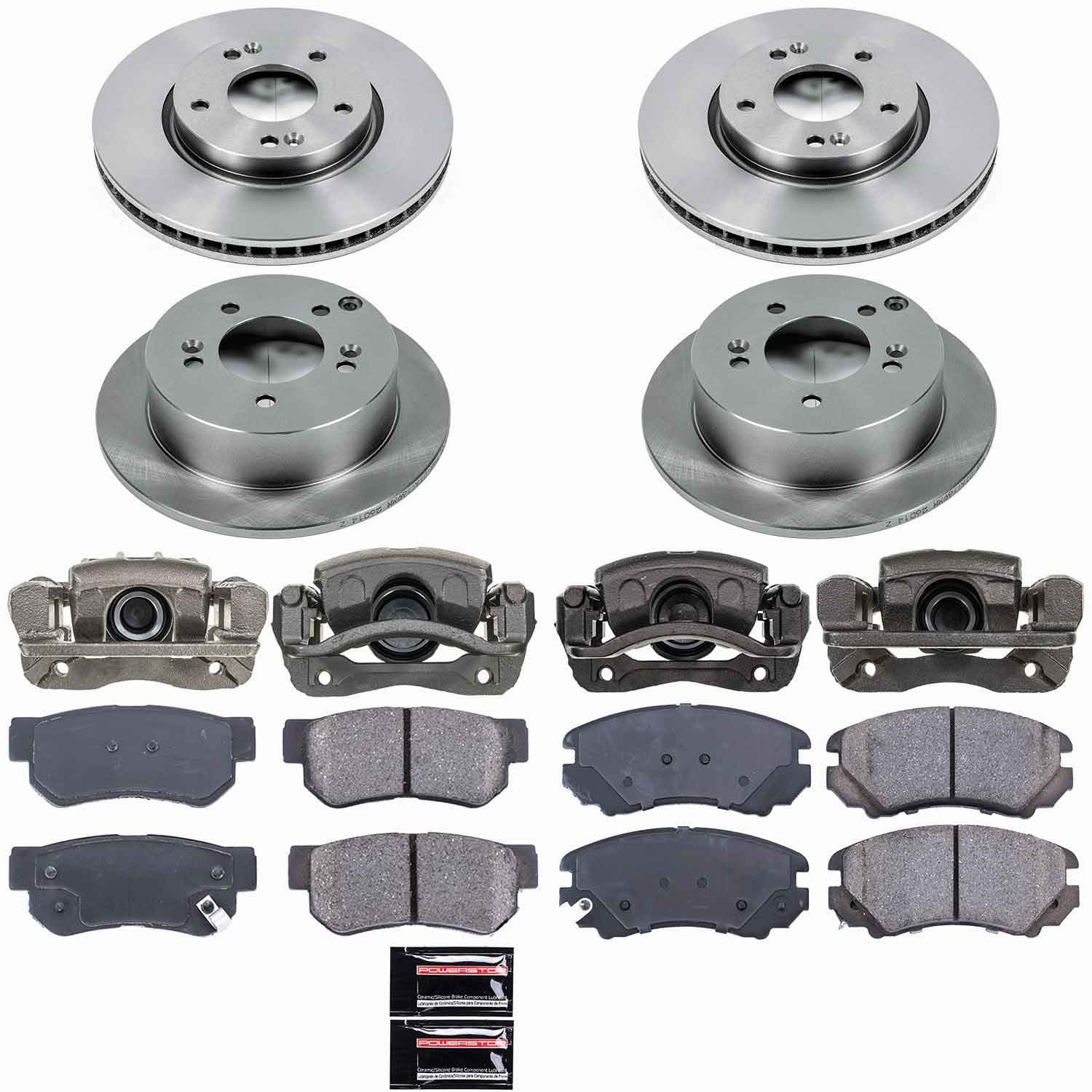 Power Stop - KCOE4449B - Front and Rear - Disc Brake Pad/Caliper and Rotor Kit image 1