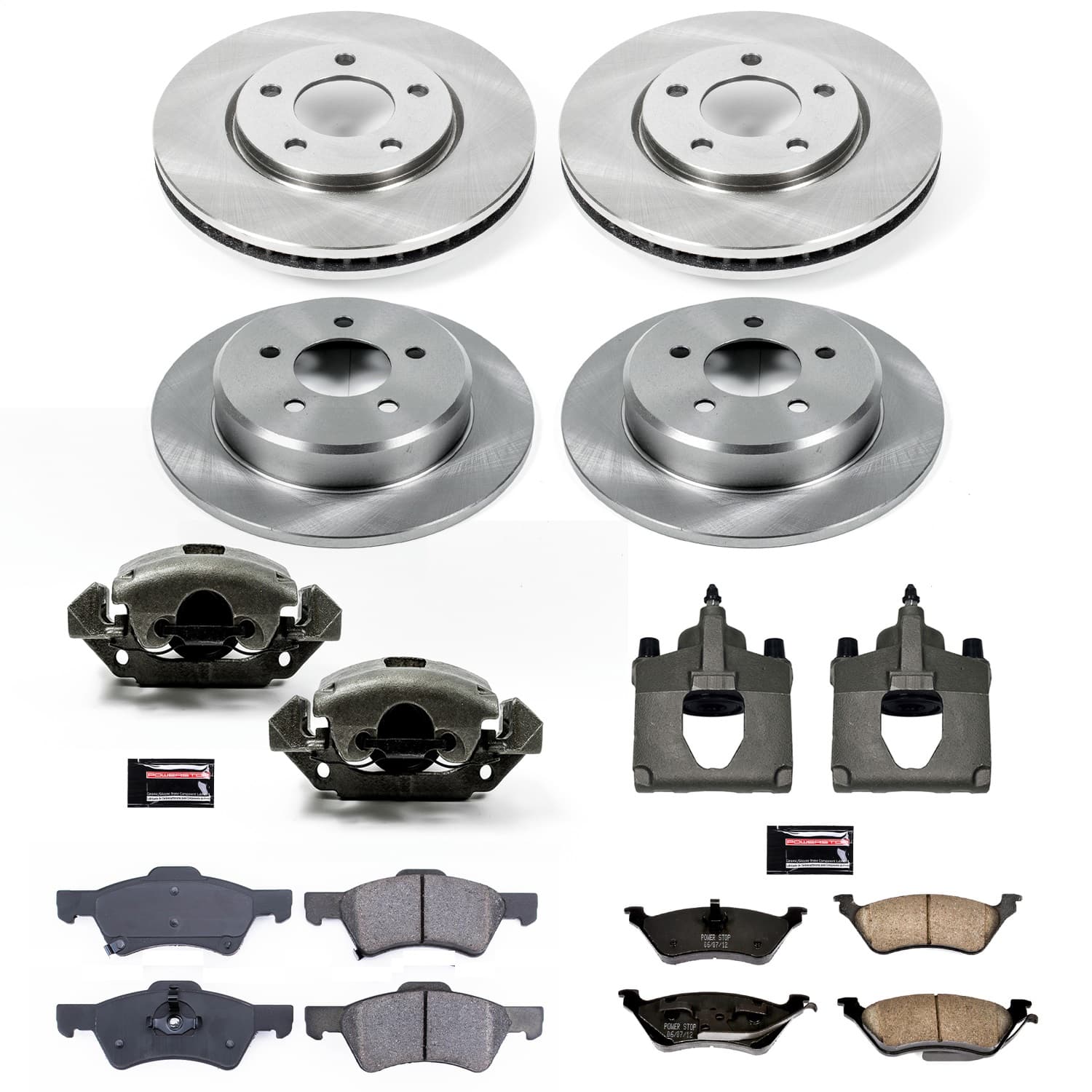Power Stop - KCOE4458 - Front and Rear - Disc Brake Pad/Caliper and Rotor Kit image 1