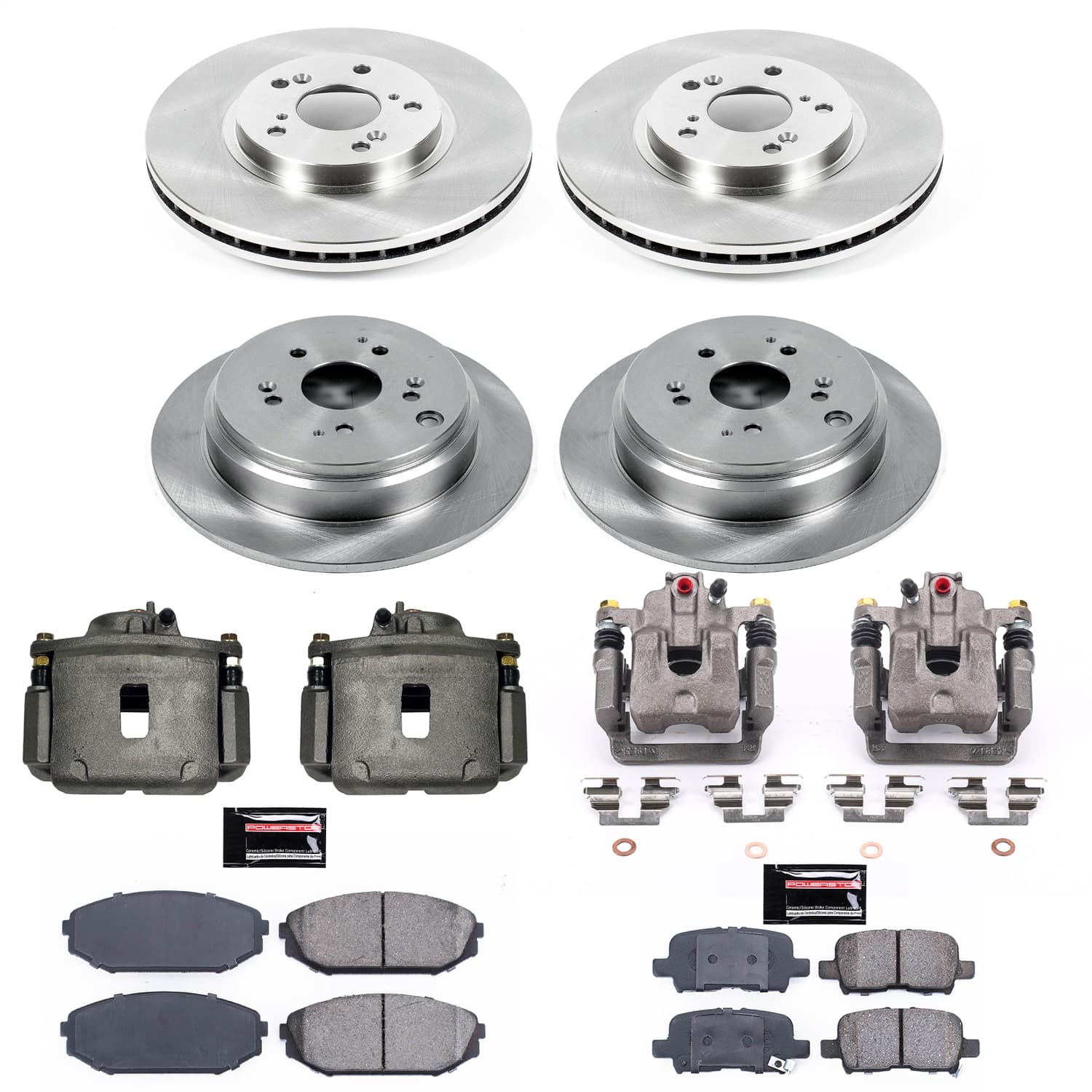 Power Stop - KCOE4459 - Front and Rear - Disc Brake Pad/Caliper and Rotor Kit image 1