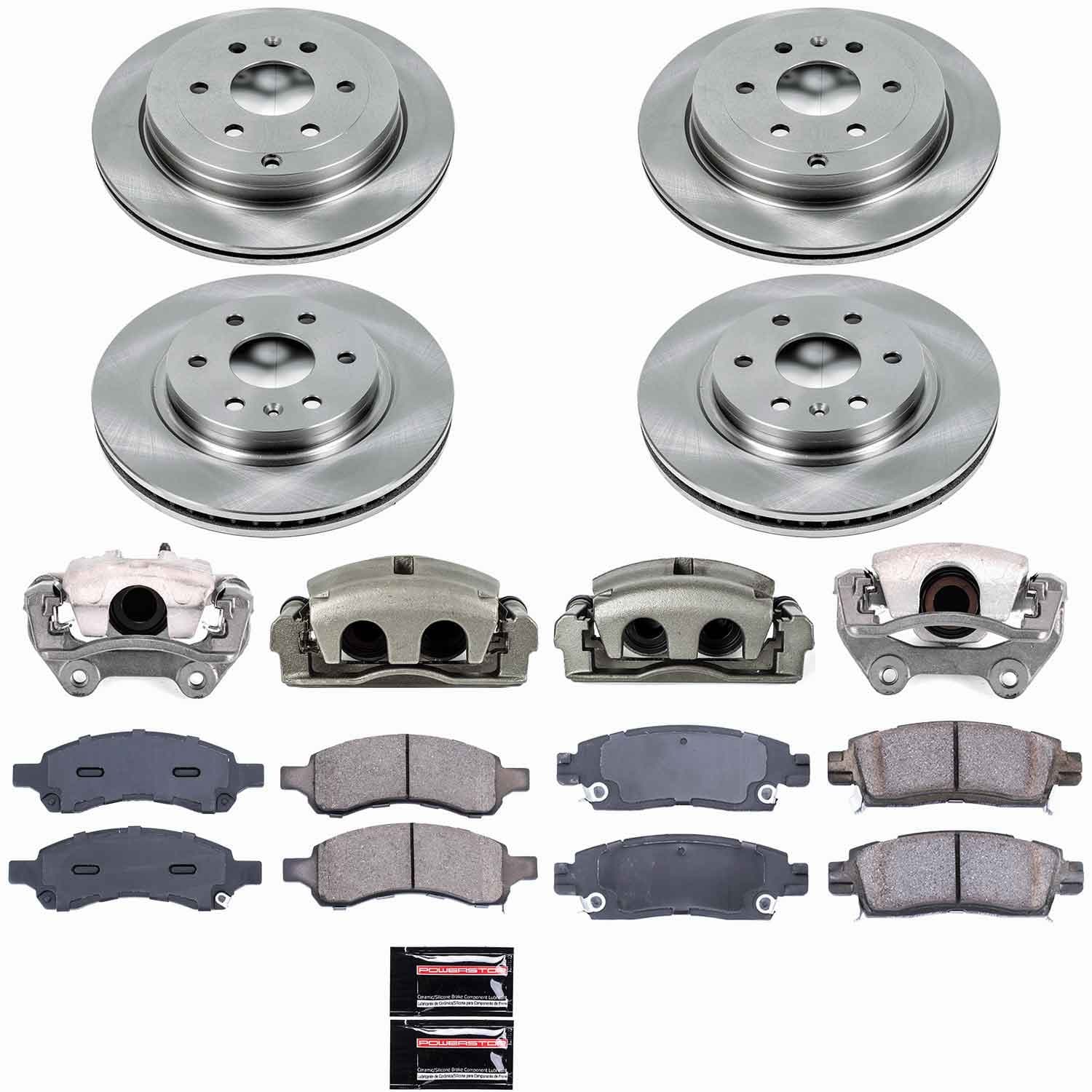 Power Stop - KCOE4466 - Front and Rear - Disc Brake Pad/Caliper and Rotor Kit image 1