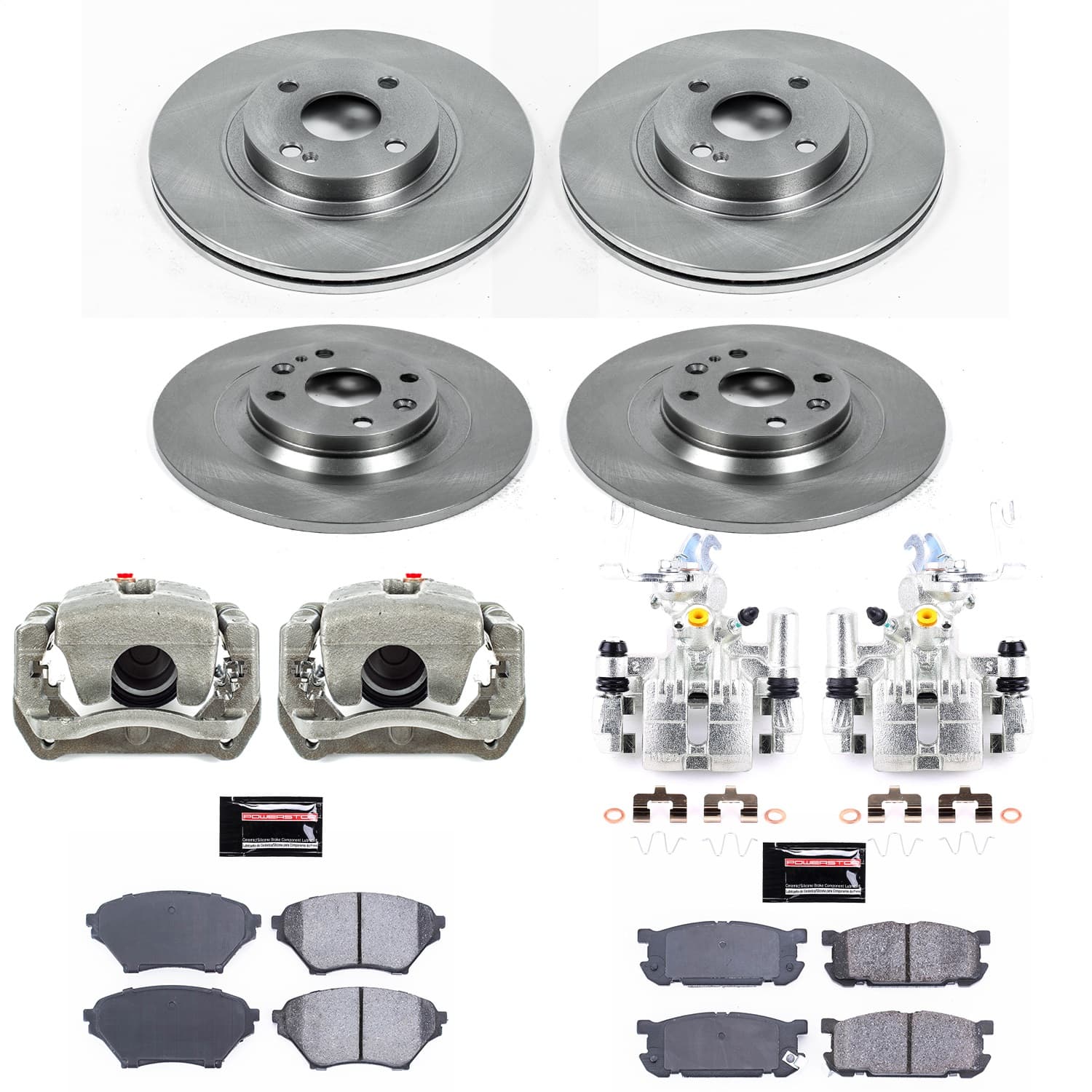 Power Stop - KCOE4468 - Front and Rear - Disc Brake Pad/Caliper and Rotor Kit image 1