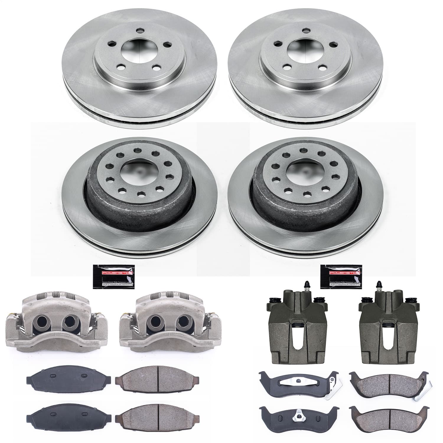 Power Stop - KCOE4486 - Front and Rear - Disc Brake Pad/Caliper and Rotor Kit image 1