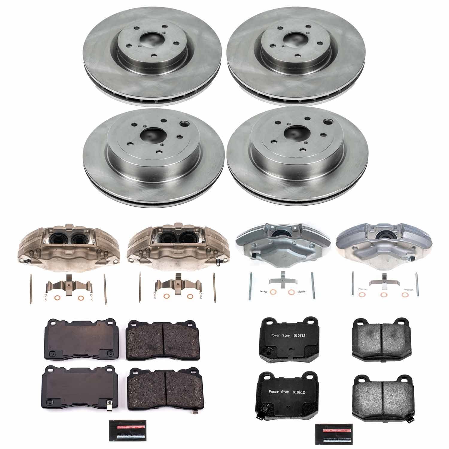 Power Stop - KCOE4490 - Front and Rear - Disc Brake Pad/Caliper and Rotor Kit image 1