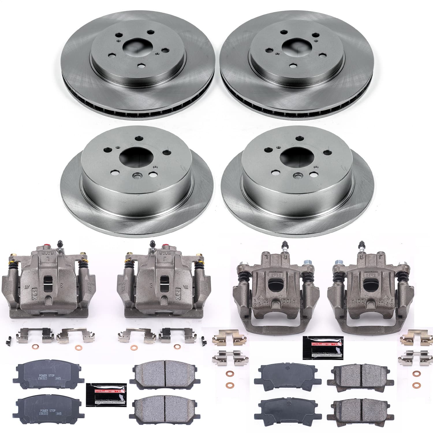 Power Stop - KCOE4530 - Front and Rear - Disc Brake Pad/Caliper and Rotor Kit image 1