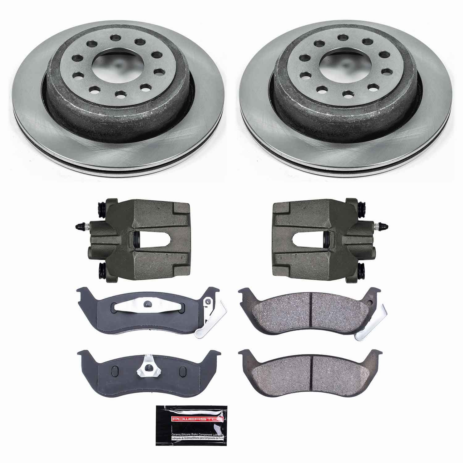 Power Stop - KCOE5293 - Rear - Disc Brake Pad/Caliper and Rotor Kit image 1