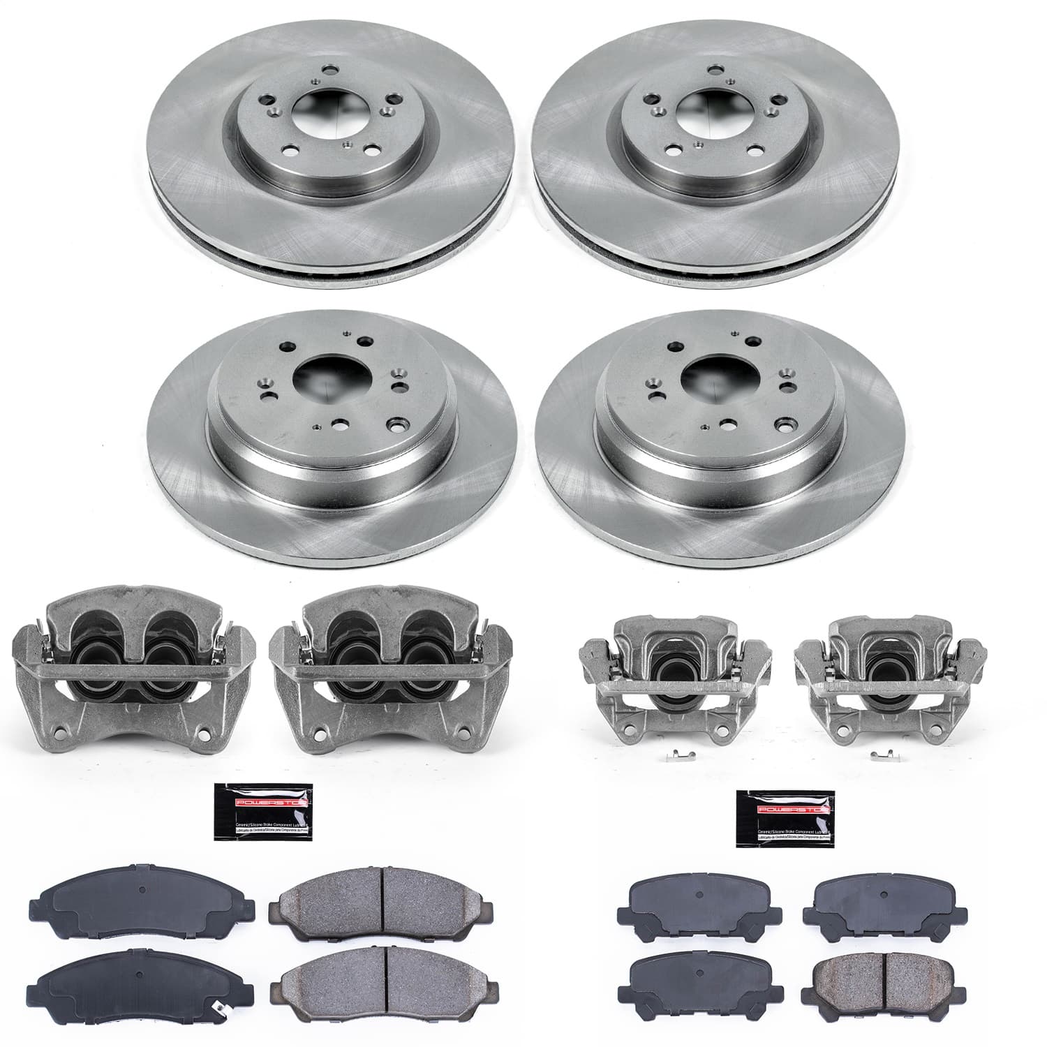 Power Stop - KCOE5369 - Front and Rear - Disc Brake Pad/Caliper and Rotor Kit image 1