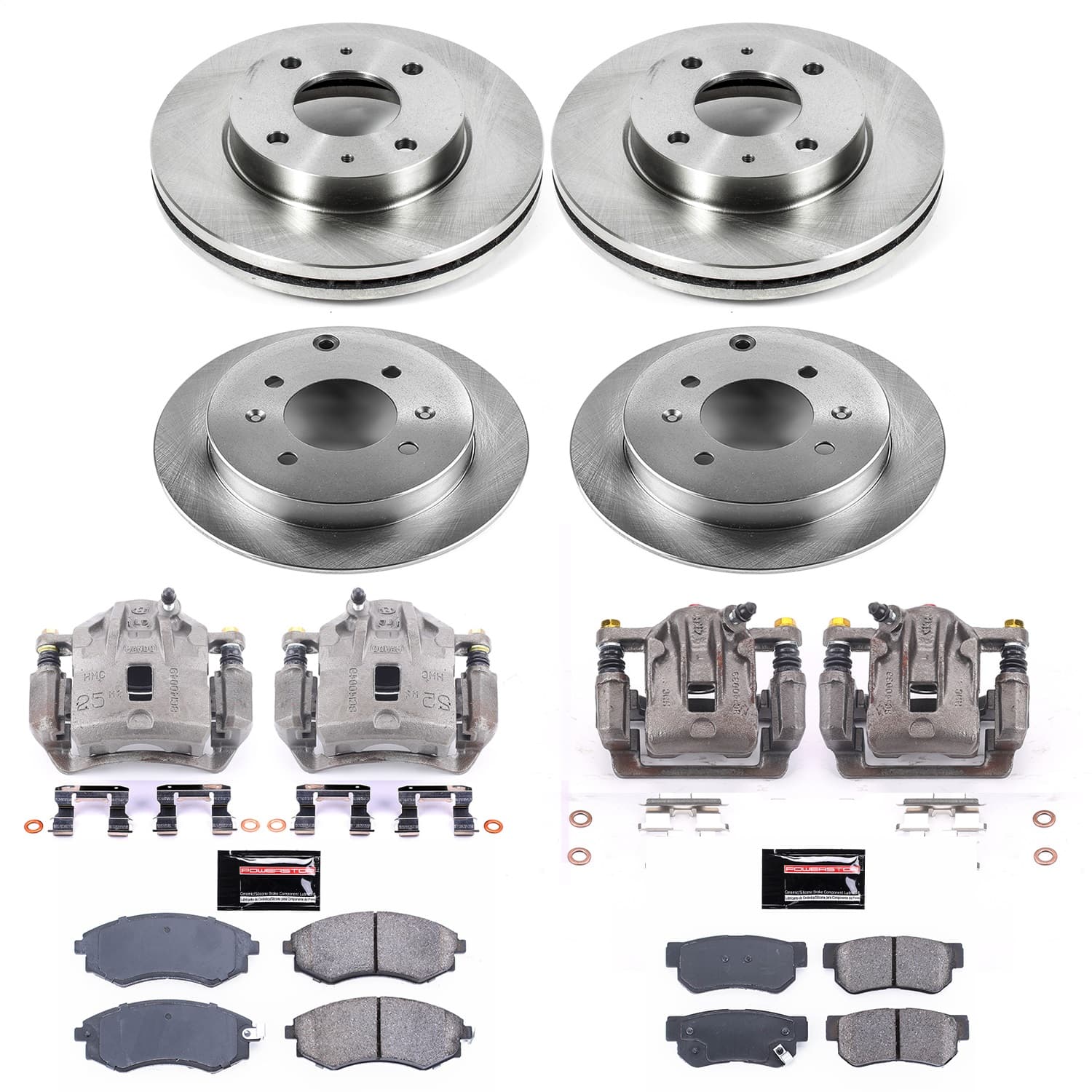Power Stop - KCOE5371 - Front and Rear - Disc Brake Pad/Caliper and Rotor Kit image 1