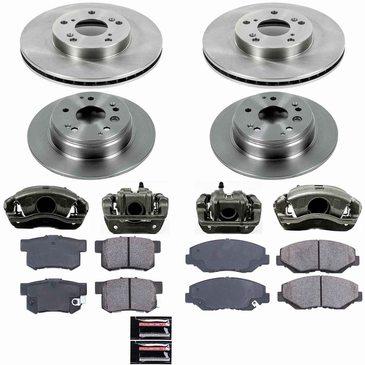 Power Stop - KCOE5389 - Front and Rear - Disc Brake Pad/Caliper and Rotor Kit image 1