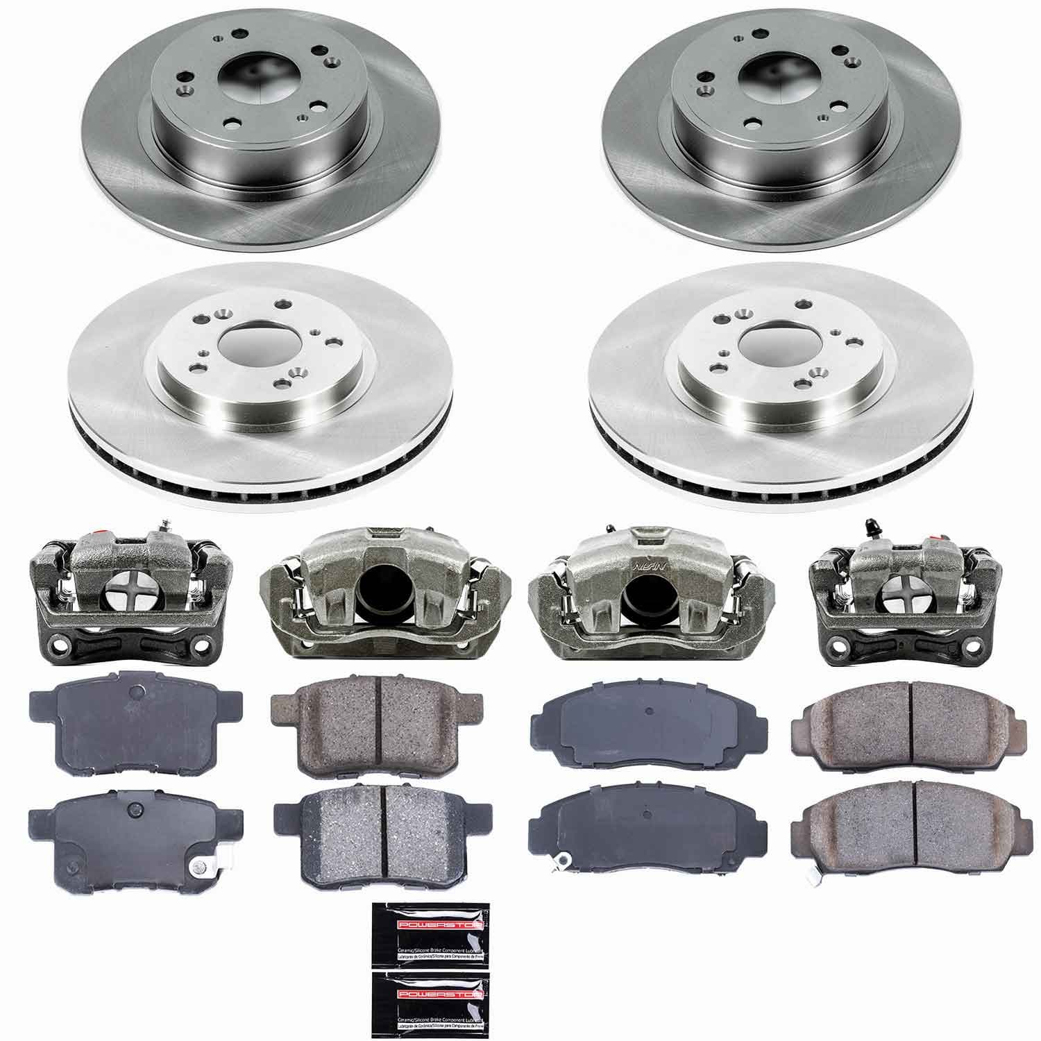 Power Stop - KCOE5391 - Front and Rear - Disc Brake Pad/Caliper and Rotor Kit image 1
