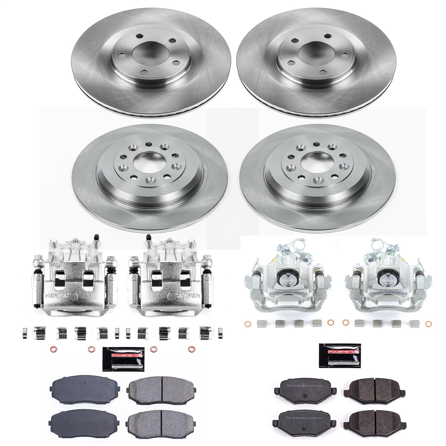 Power Stop - KCOE5452 - Front and Rear - Disc Brake Pad/Caliper and Rotor Kit image 1