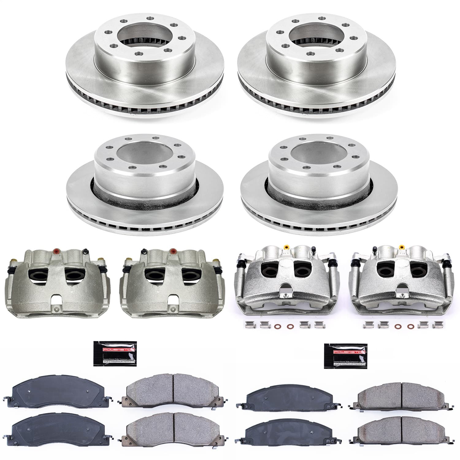 Power Stop - KCOE5458 - Front and Rear - Disc Brake Pad/Caliper and Rotor Kit image 1