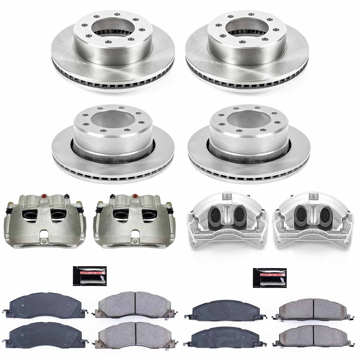 Power Stop - KCOE5458A - Front and Rear - Disc Brake Pad/Caliper and Rotor Kit image 1
