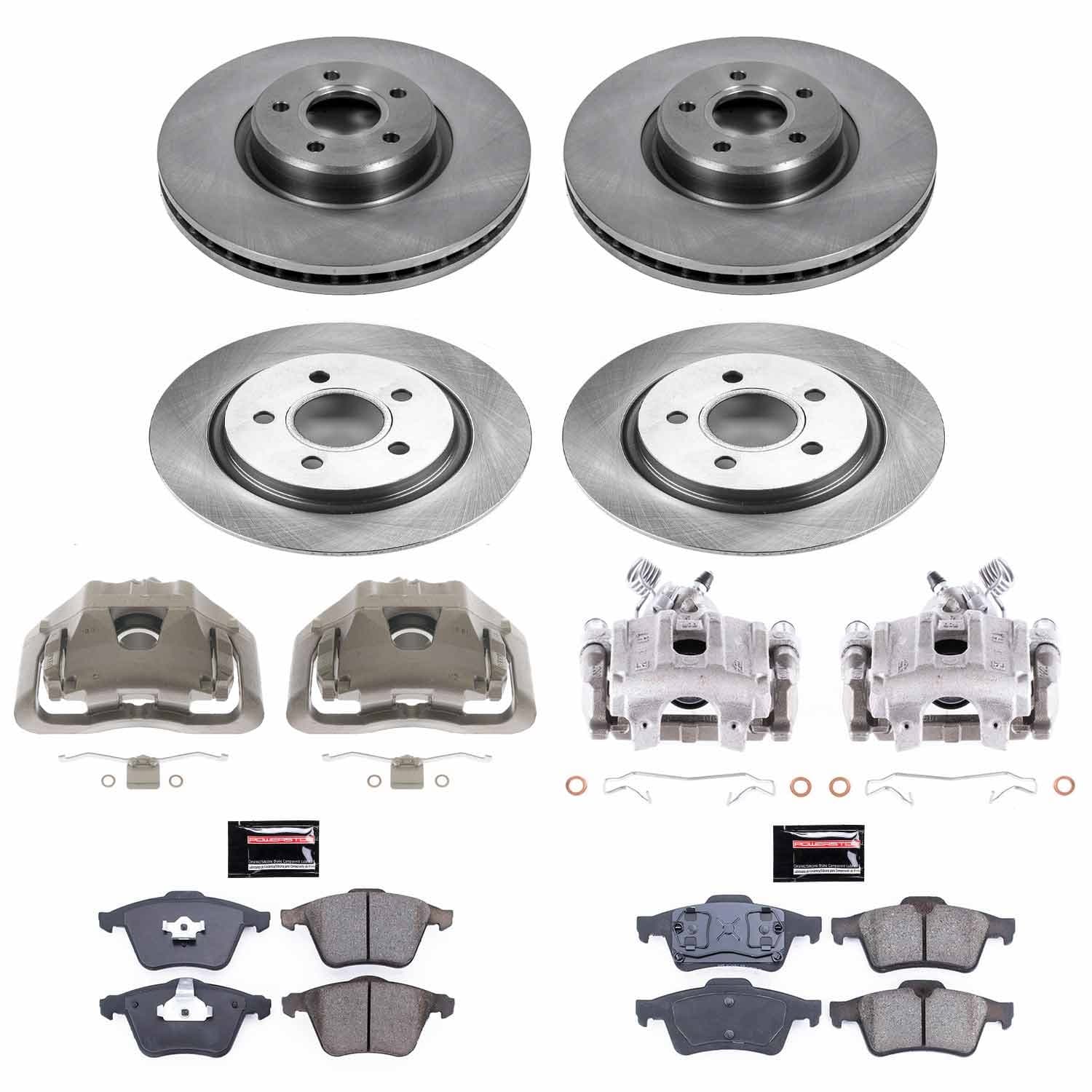 Power Stop - KCOE5470A - Front and Rear - Disc Brake Pad/Caliper and Rotor Kit image 1