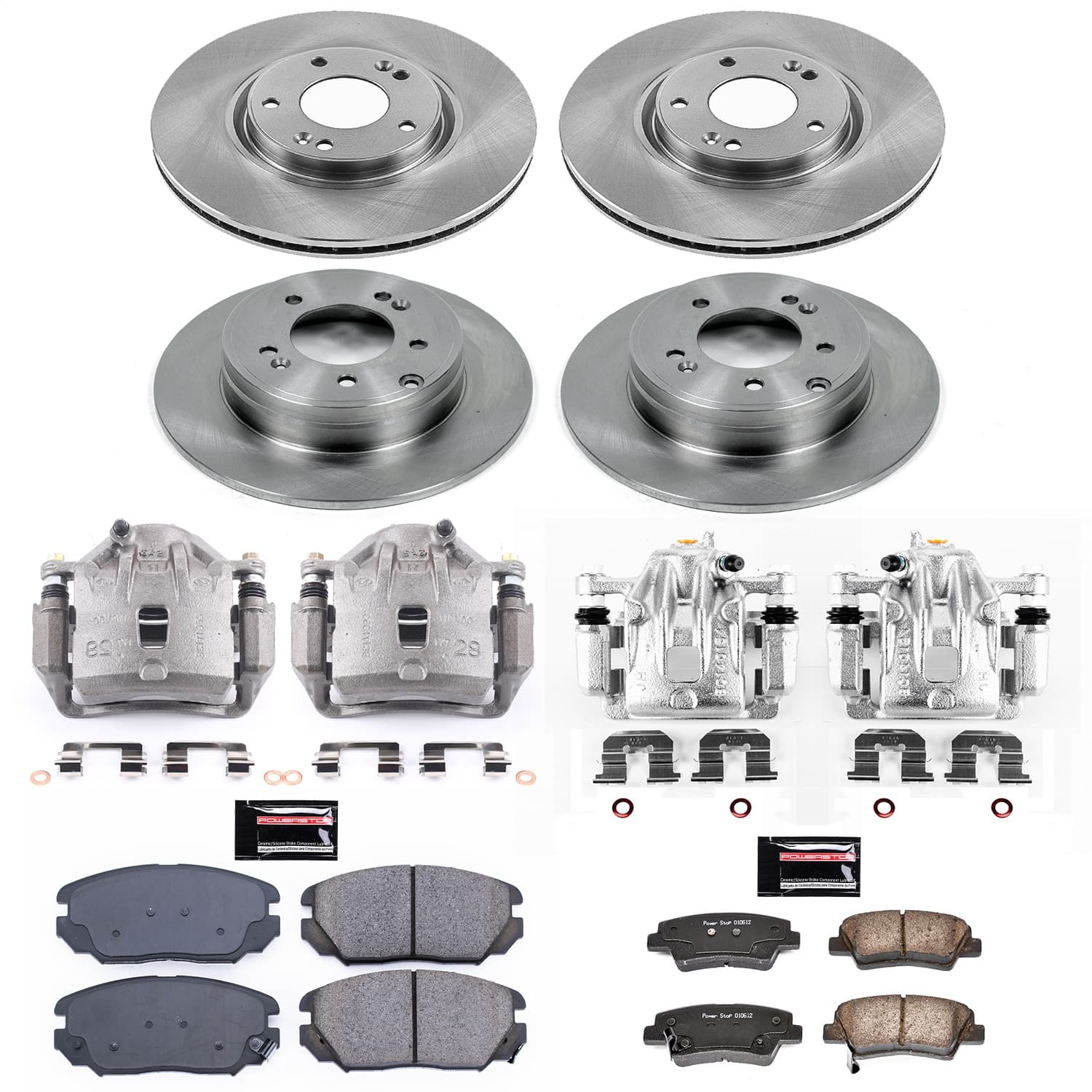 Power Stop - KCOE5474A - Front and Rear - Disc Brake Pad/Caliper and Rotor Kit image 1
