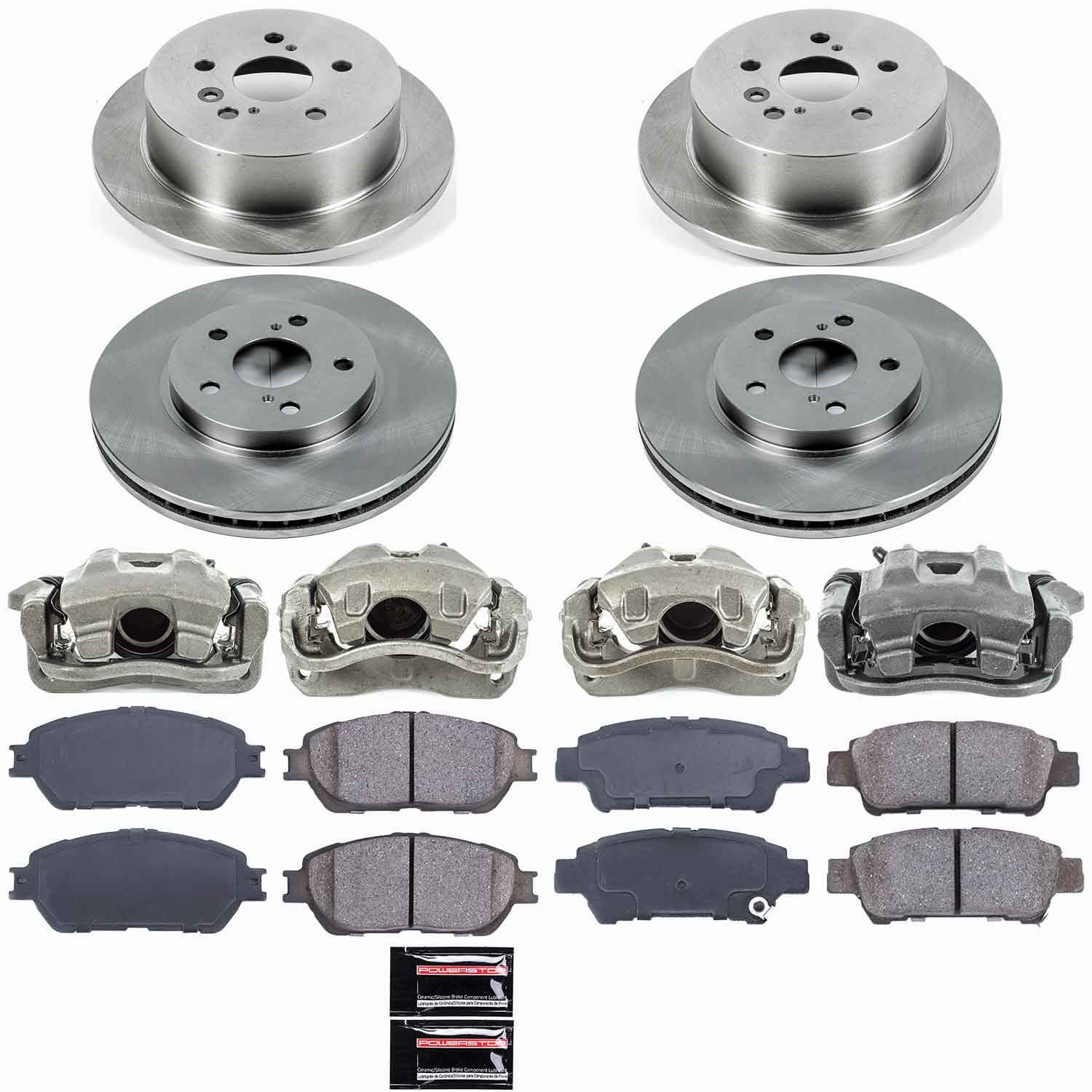 Power Stop - KCOE5476 - Front and Rear - Disc Brake Pad/Caliper and Rotor Kit image 1