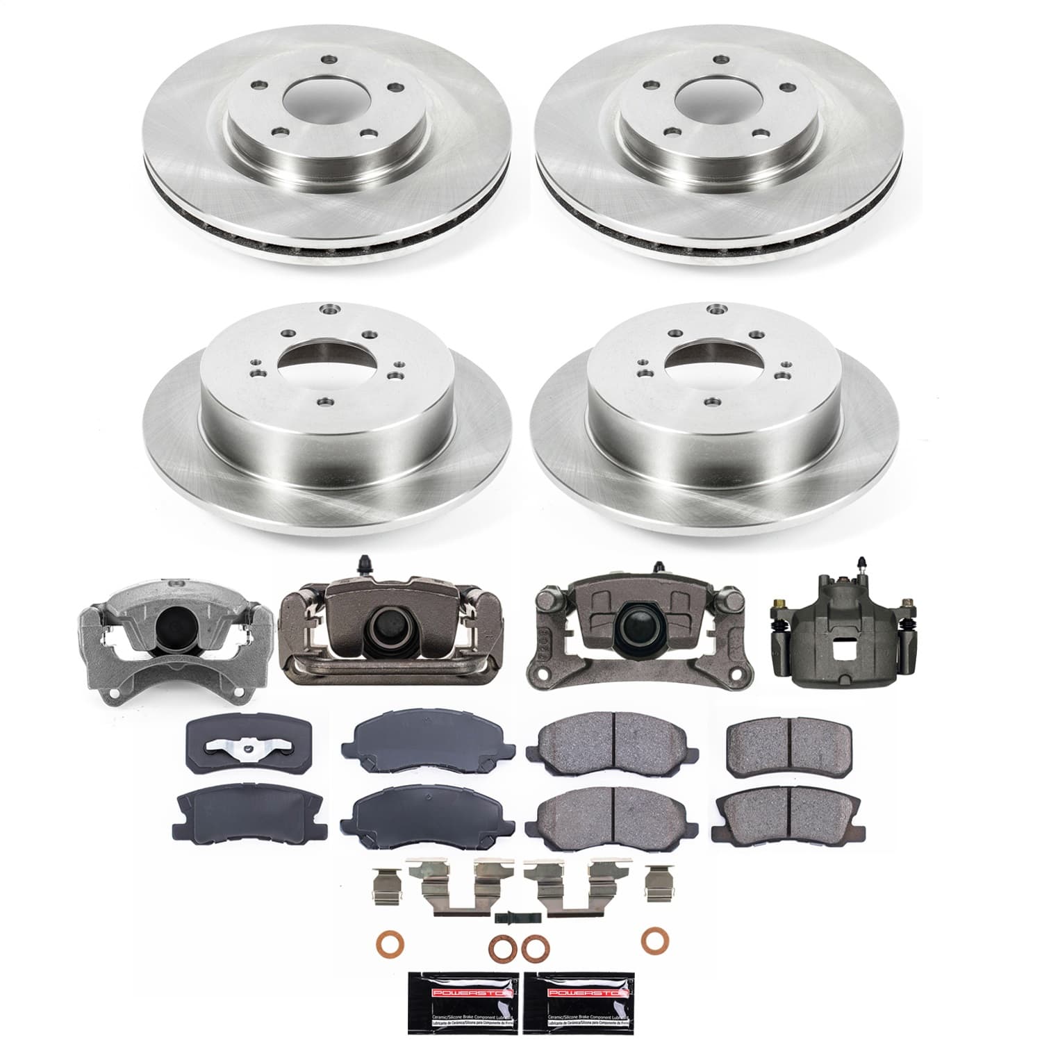 Power Stop - KCOE5477 - Front and Rear - Disc Brake Pad/Caliper and Rotor Kit image 1