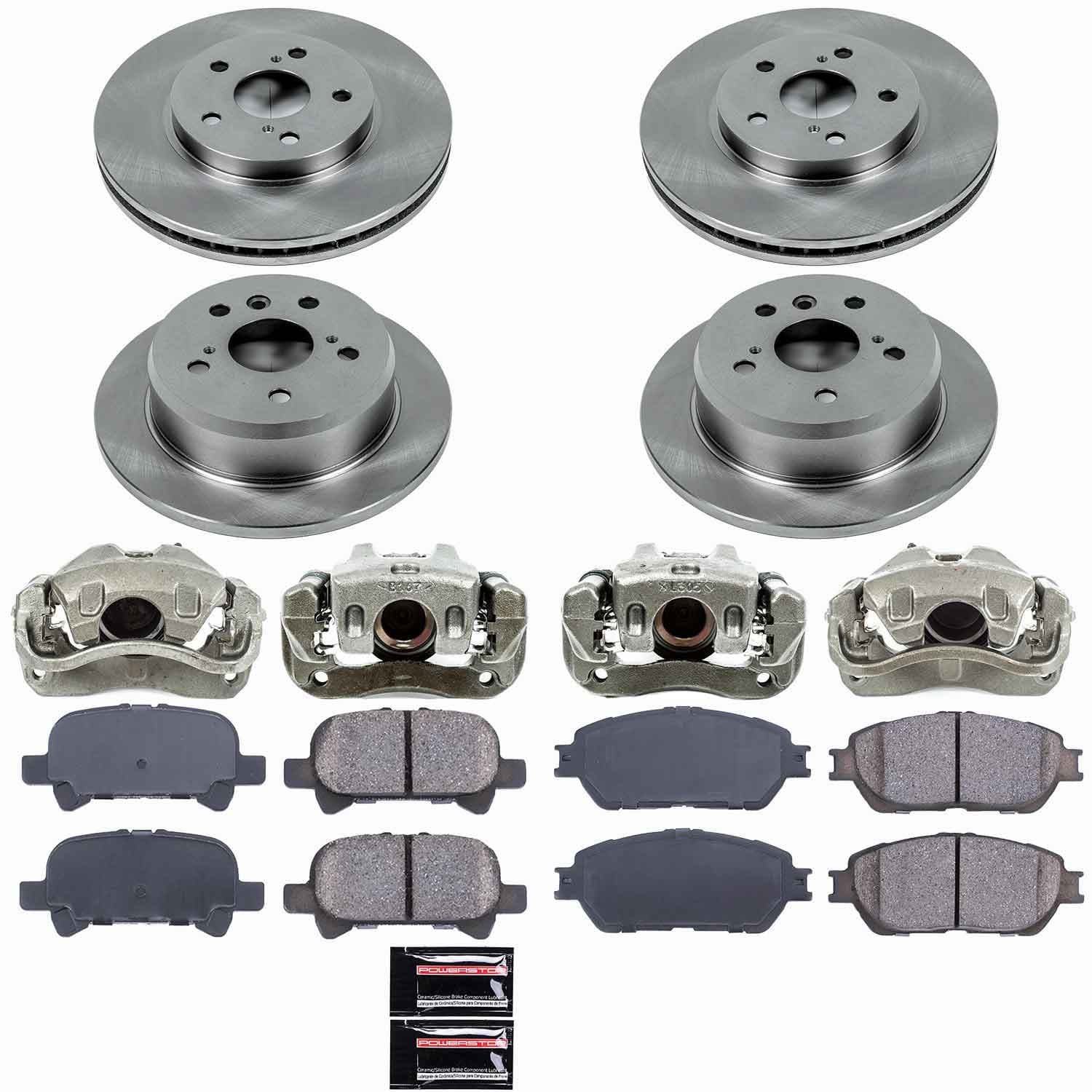 Power Stop - KCOE5482 - Front and Rear - Disc Brake Pad/Caliper and Rotor Kit image 1