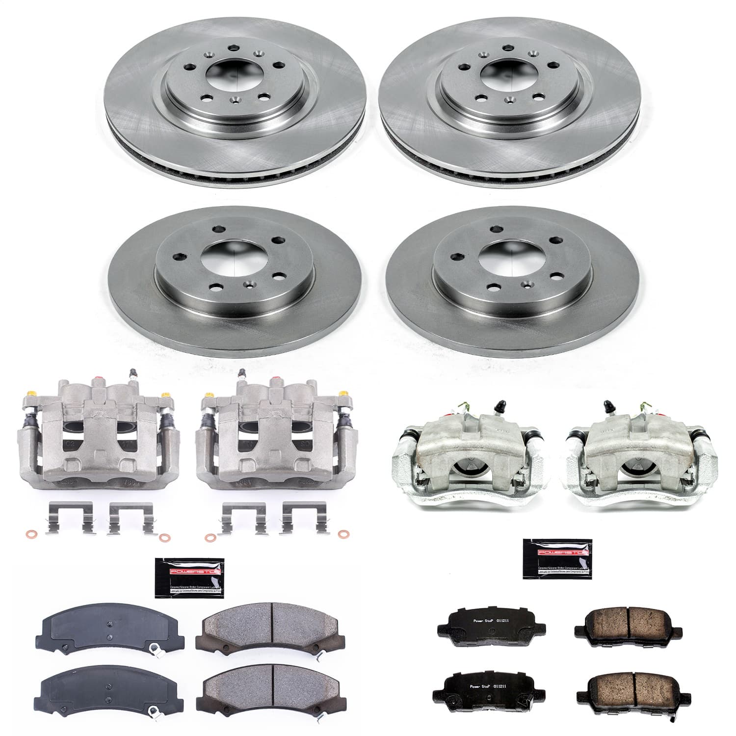 Power Stop - KCOE5514 - Front and Rear - Disc Brake Pad/Caliper and Rotor Kit image 1