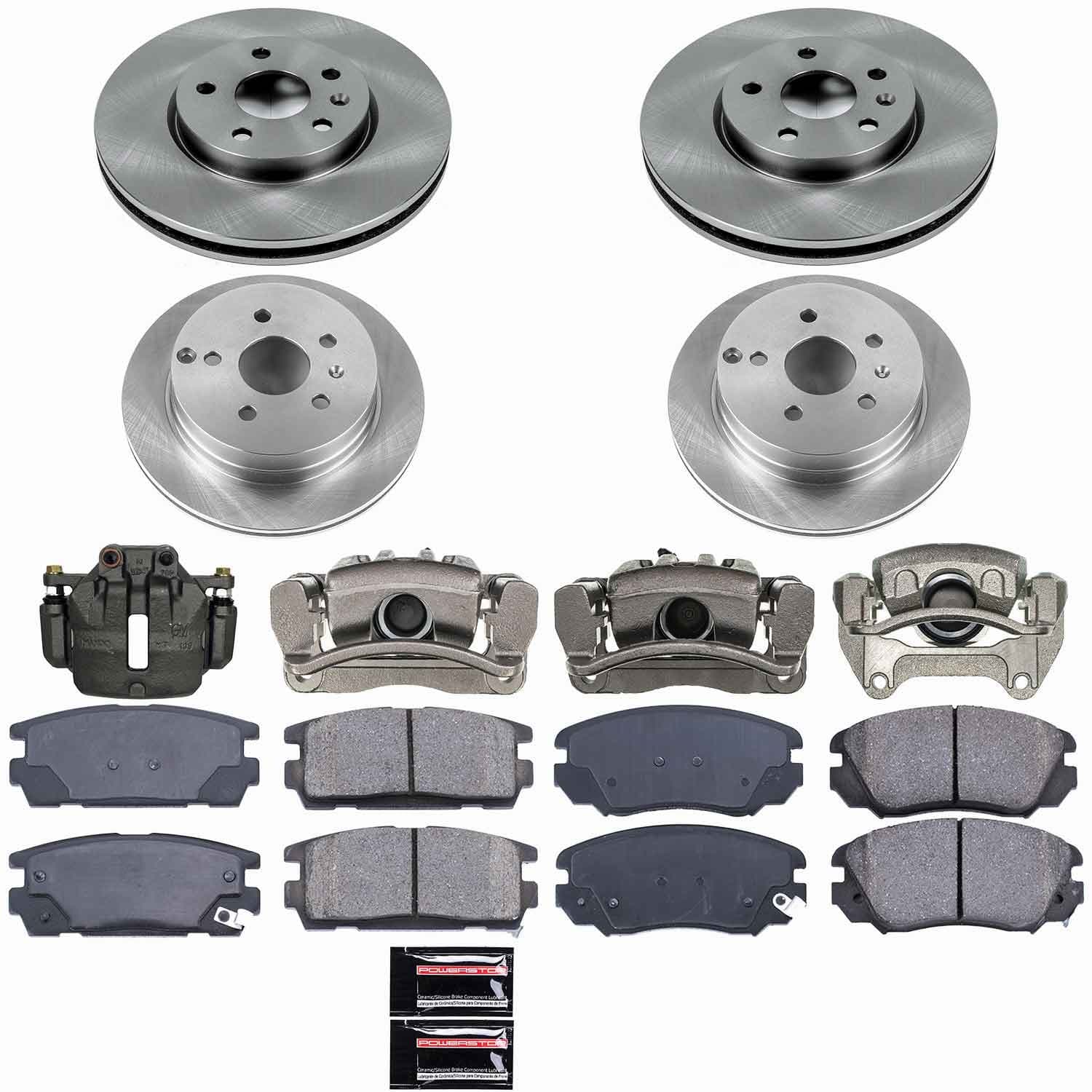 Power Stop - KCOE5516 - Front and Rear - Disc Brake Pad/Caliper and Rotor Kit image 1