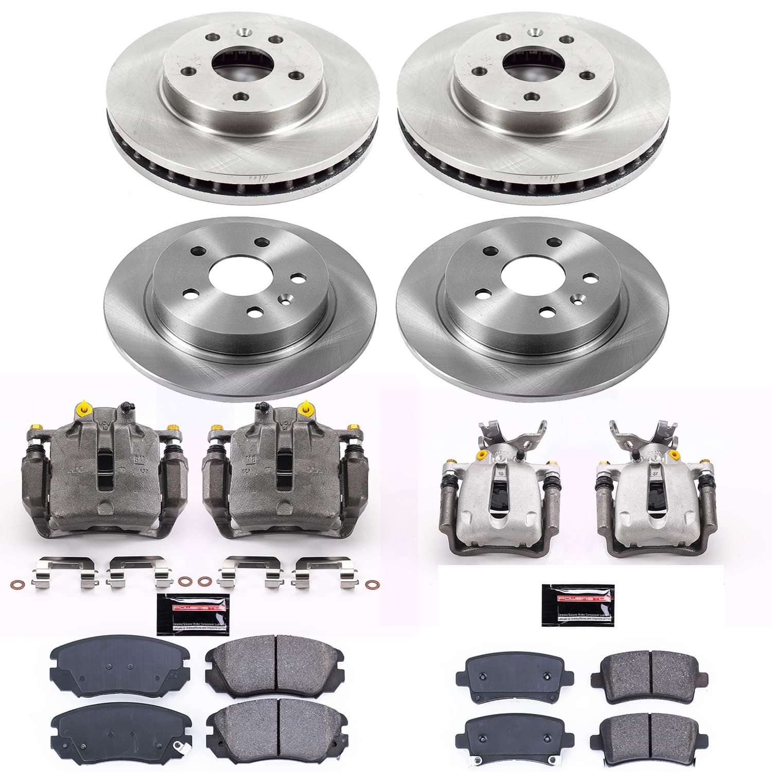 Power Stop - KCOE5523A - Front and Rear - Disc Brake Pad/Caliper and Rotor Kit image 1