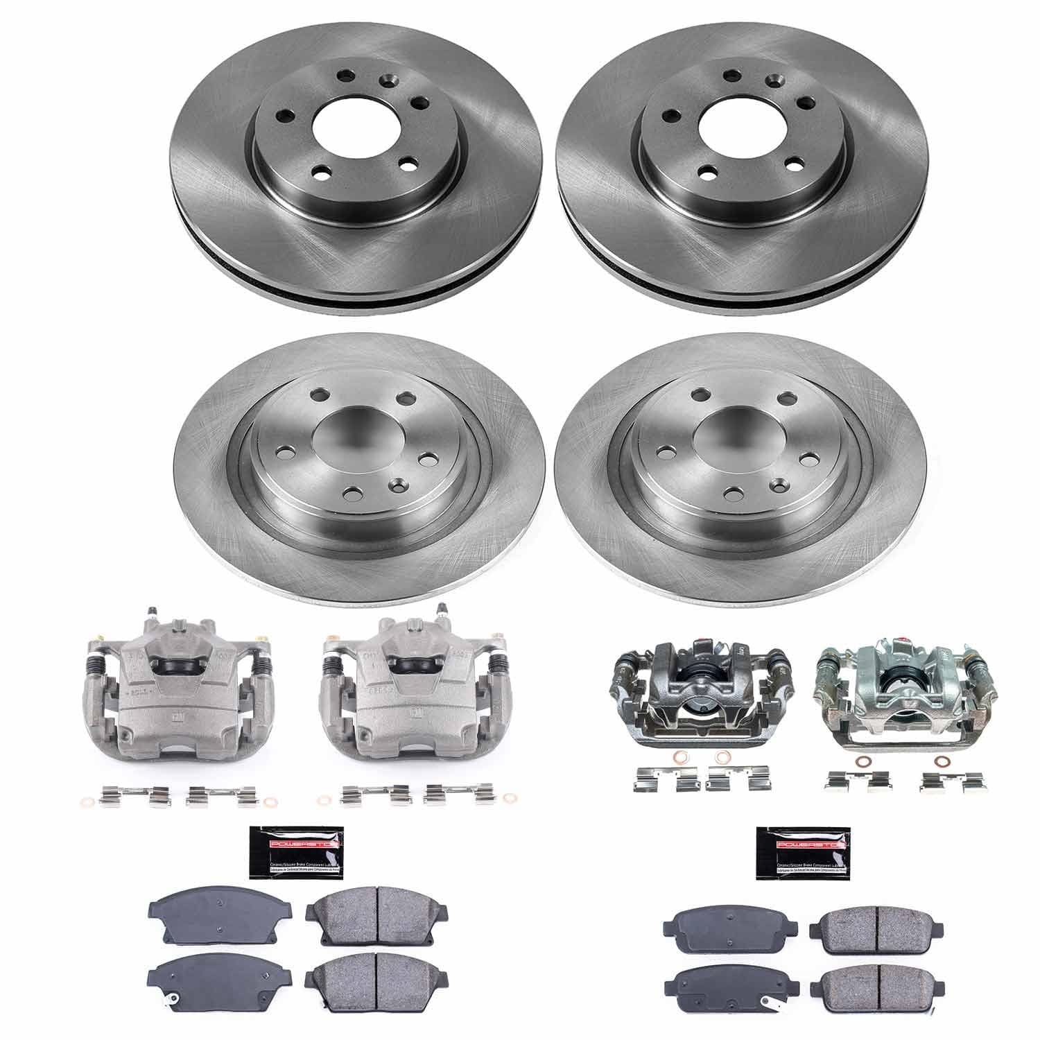 Power Stop - KCOE5555A - Front and Rear - Disc Brake Pad/Caliper and Rotor Kit image 1