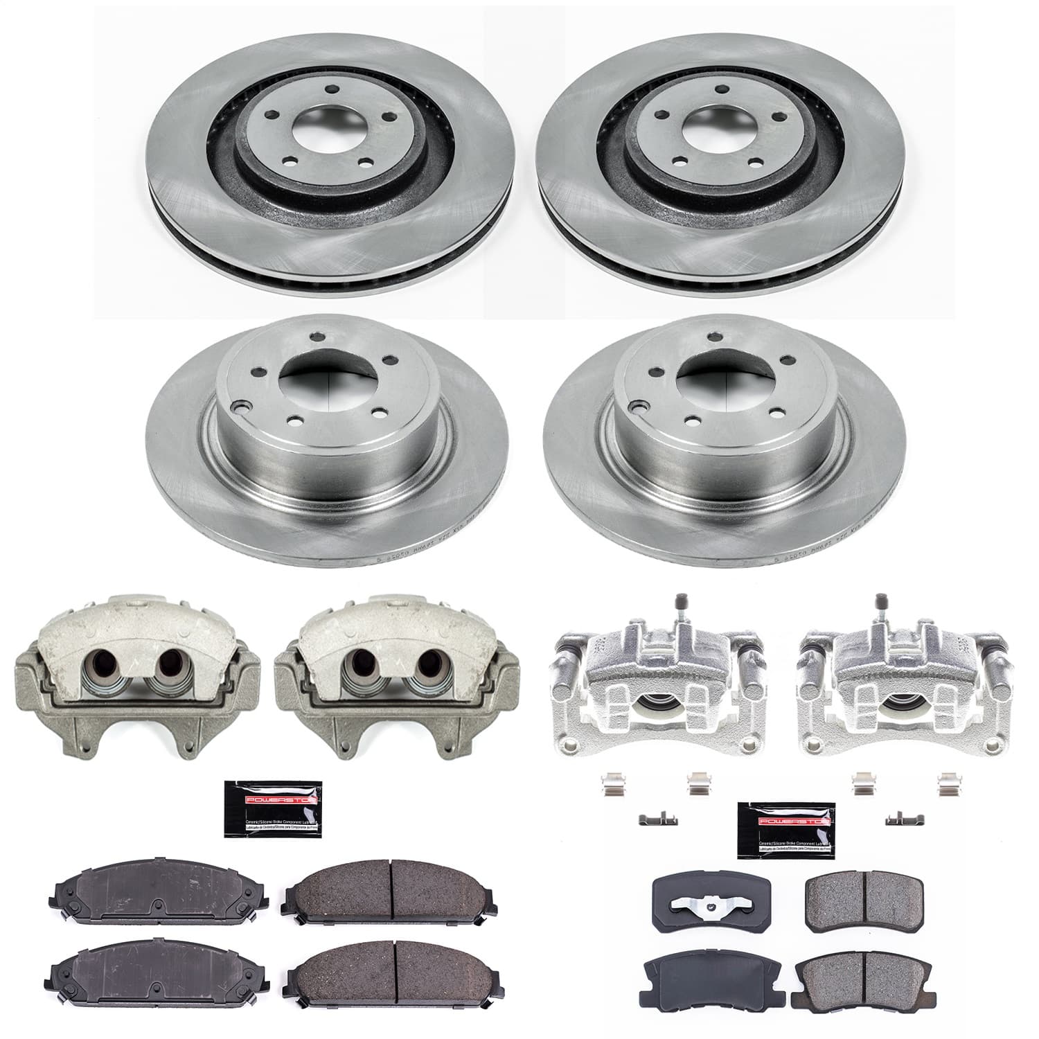 Power Stop - KCOE5566 - Front and Rear - Disc Brake Pad/Caliper and Rotor Kit image 1