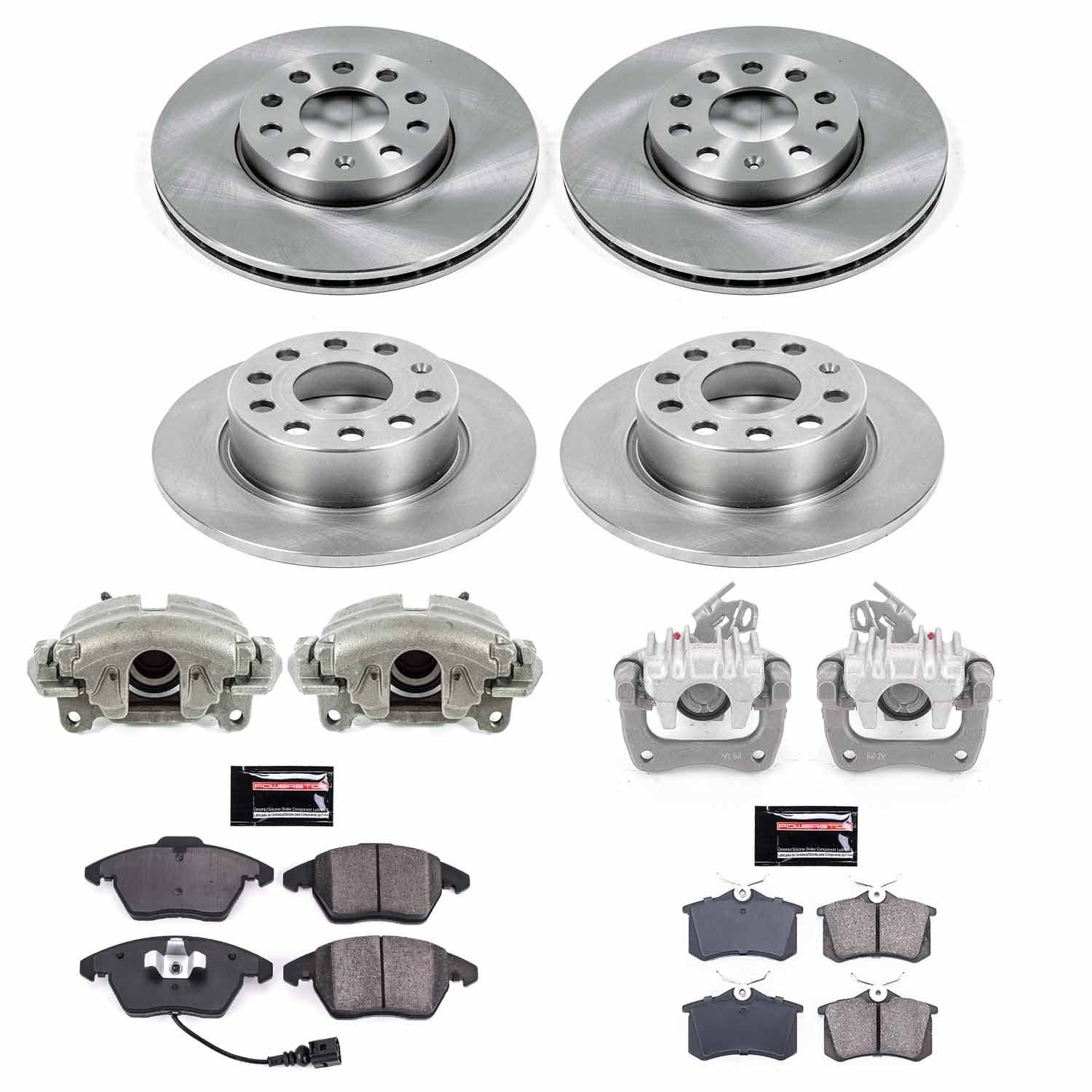 Power Stop - KCOE5749 - Front and Rear - Disc Brake Pad/Caliper and Rotor Kit image 1