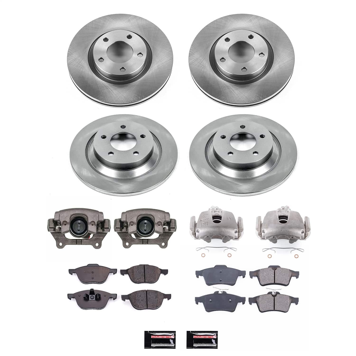 Power Stop - KCOE5804 - Front and Rear - Disc Brake Pad/Caliper and Rotor Kit image 1
