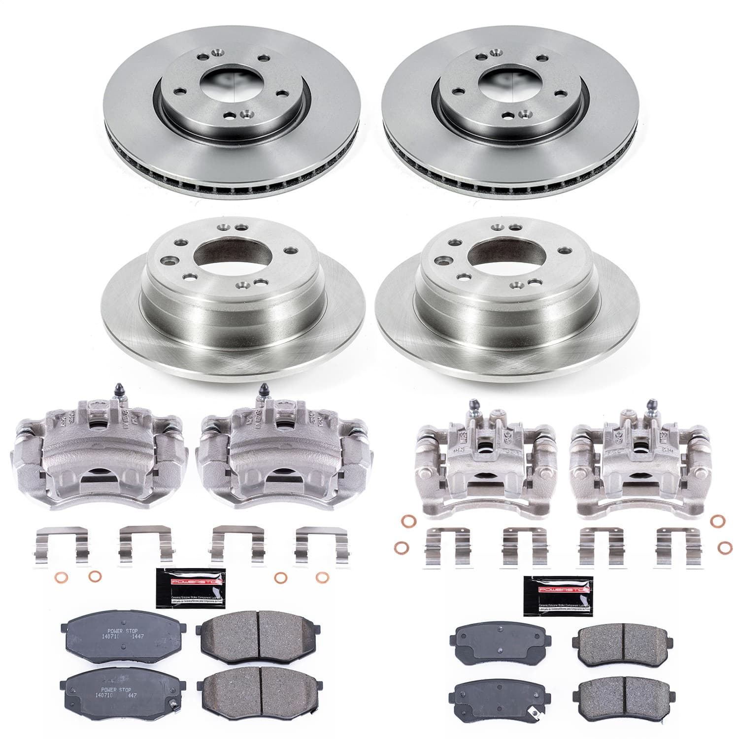 Power Stop - KCOE5807 - Front and Rear - Disc Brake Pad/Caliper and Rotor Kit image 1