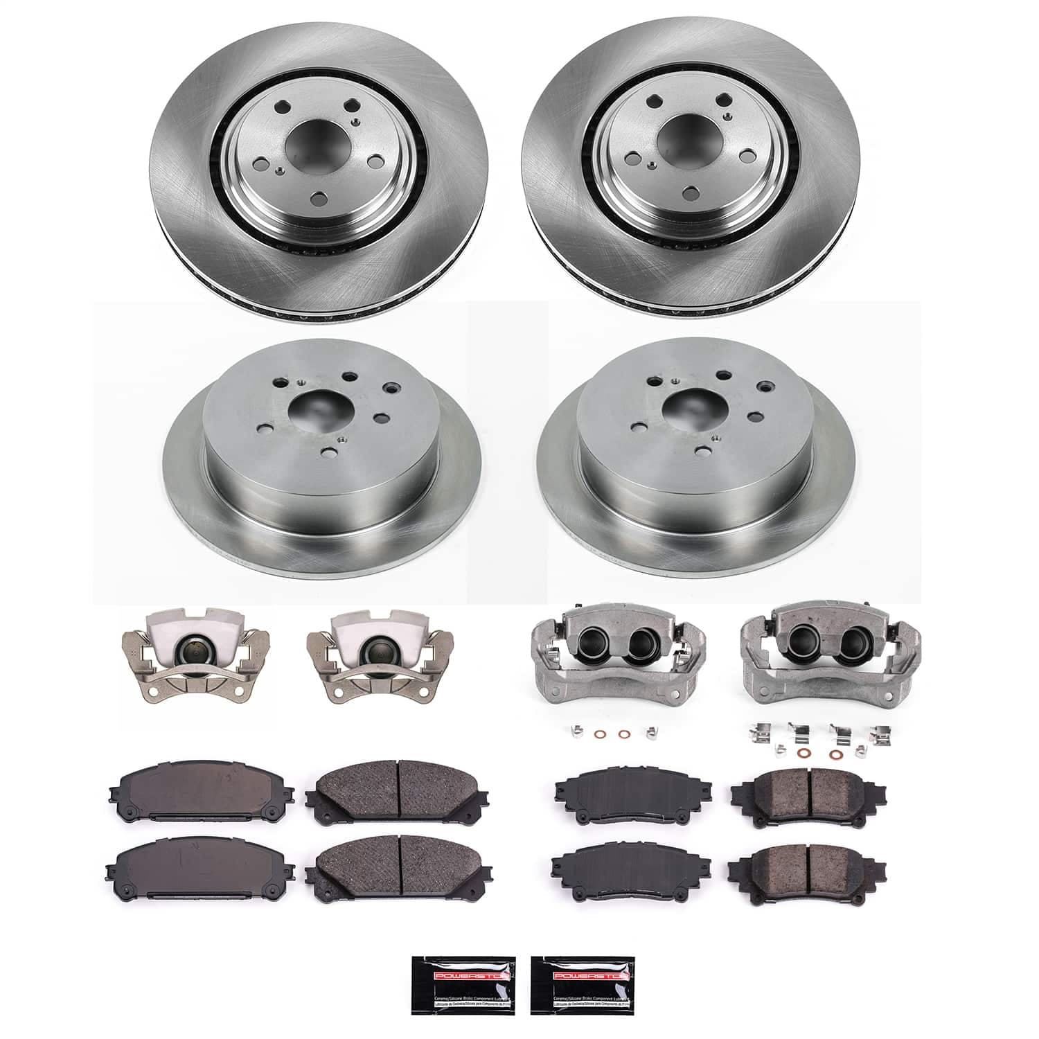 Power Stop - KCOE5828 - Front and Rear - Disc Brake Pad/Caliper and Rotor Kit image 1