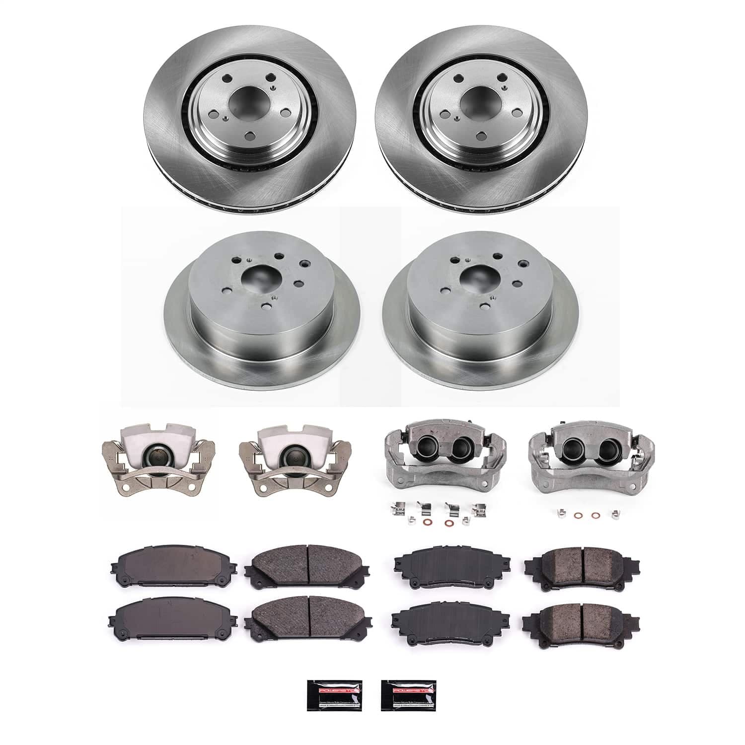 Power Stop - KCOE5828A - Front and Rear - Disc Brake Pad/Caliper and Rotor Kit image 1