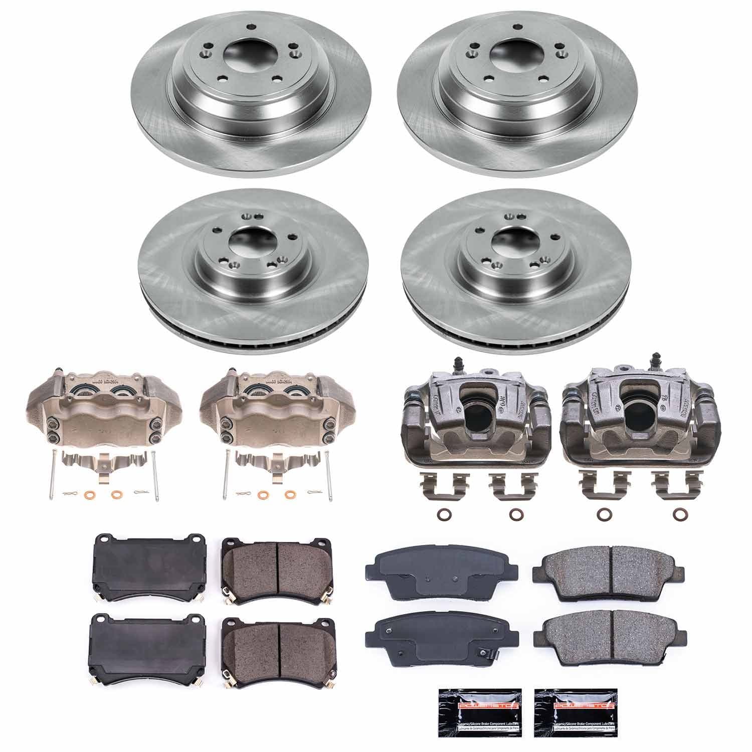 Power Stop - KCOE5845 - Front and Rear - Disc Brake Pad/Caliper and Rotor Kit image 1