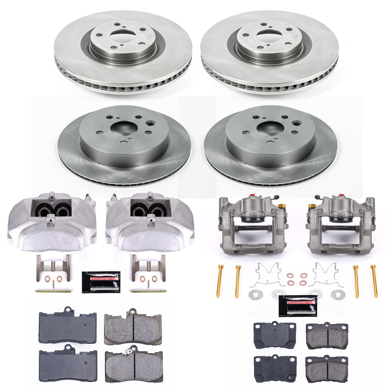 Power Stop - KCOE5869 - Front and Rear - Disc Brake Pad/Caliper and Rotor Kit image 1
