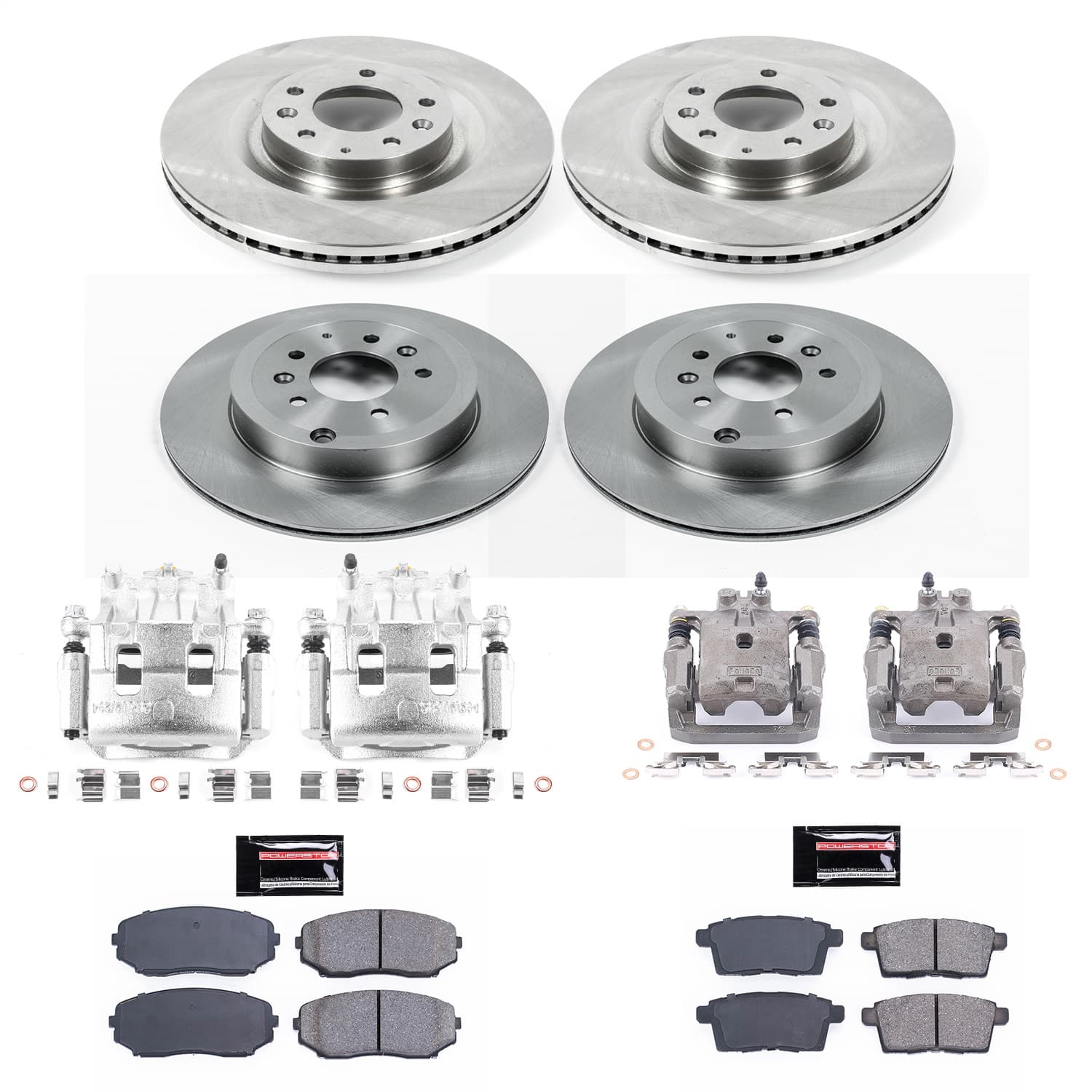 Power Stop - KCOE5879A - Front and Rear - Disc Brake Pad/Caliper and Rotor Kit image 1